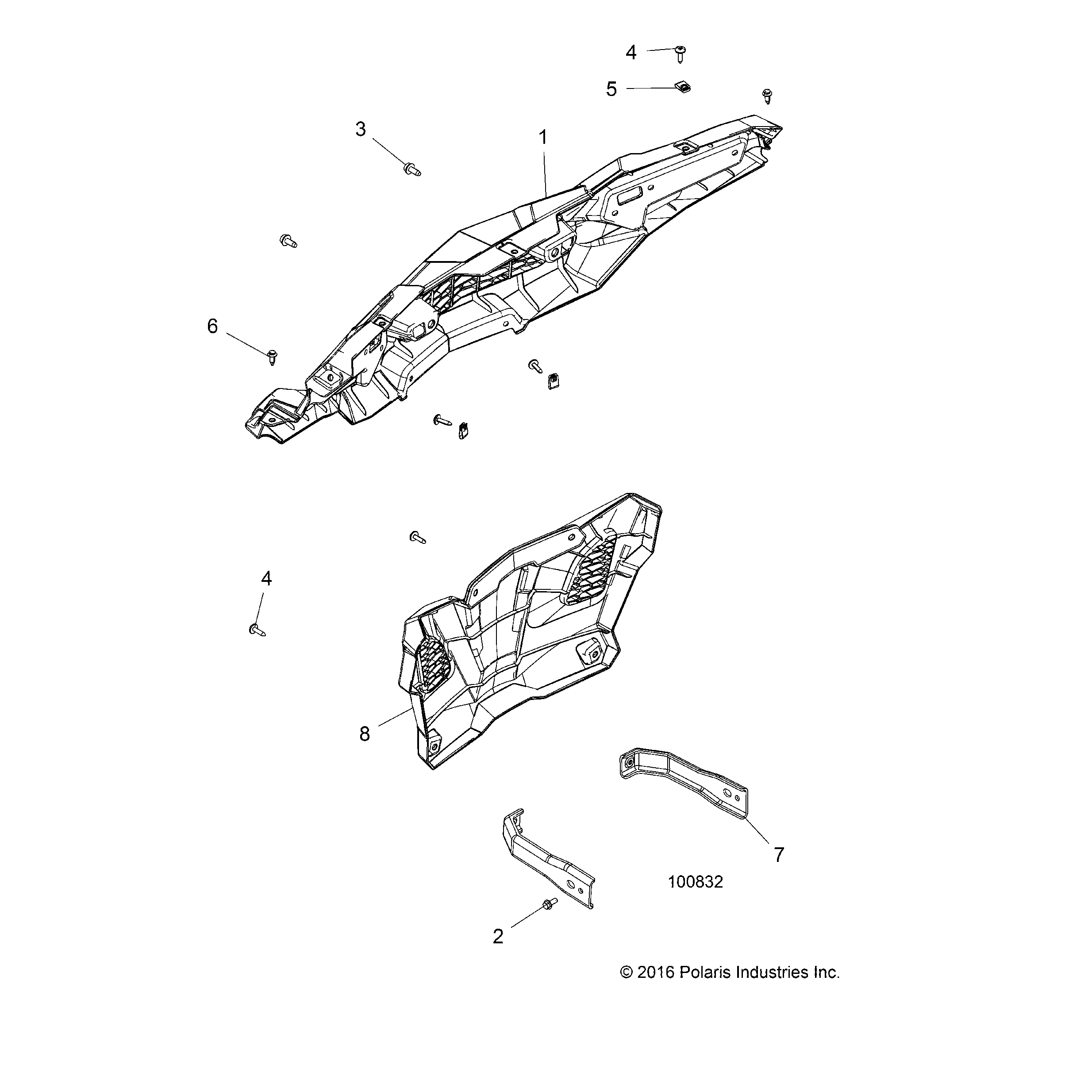 An Image of a Genuine Polaris Parts Schematic Diagram showing the schematic - BODY: BUMPER REAR - 2017 POLARIS ACE 900 EPS XC