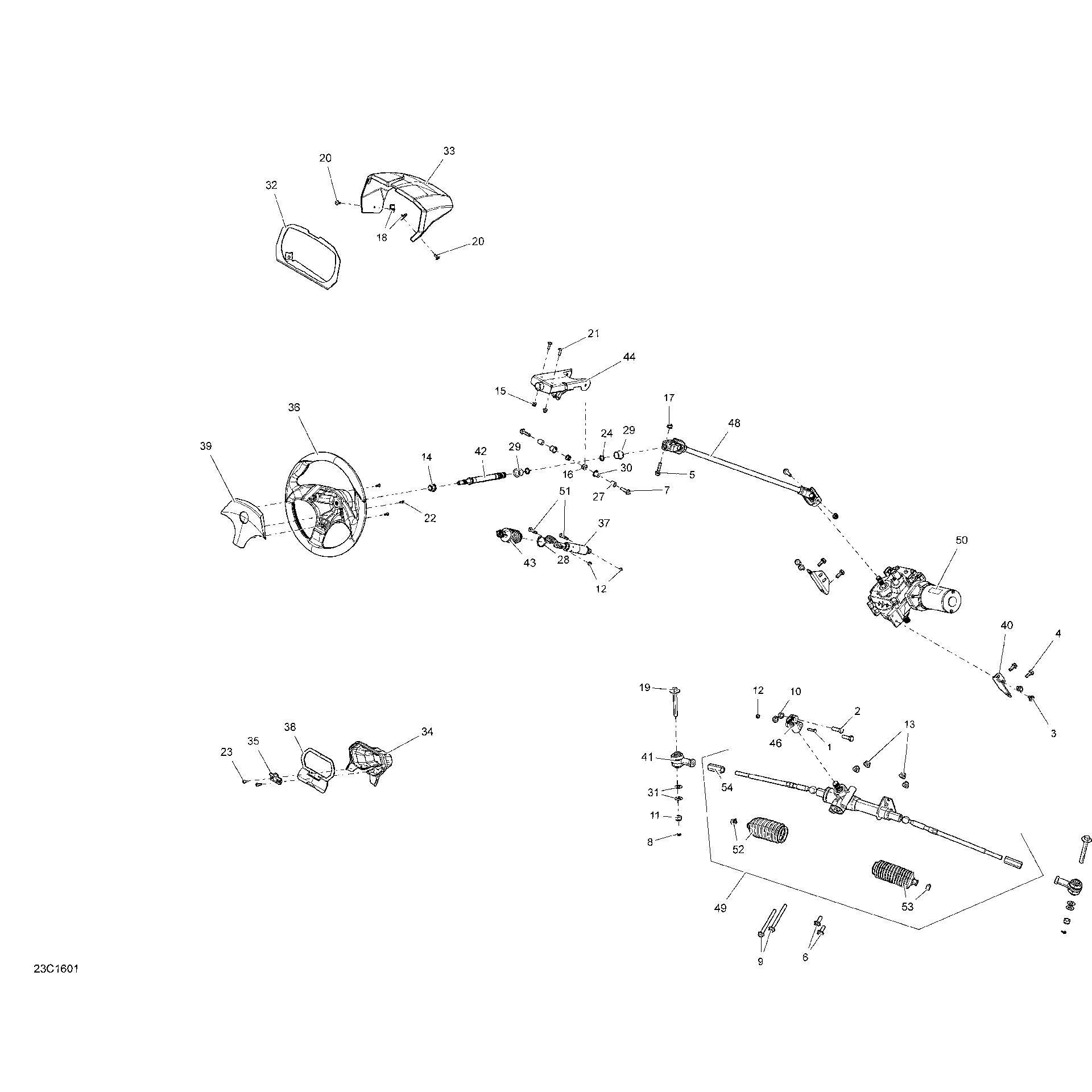 An Image of a Genuine Can-Am Parts Schematic Diagram showing the schematic - STEERING