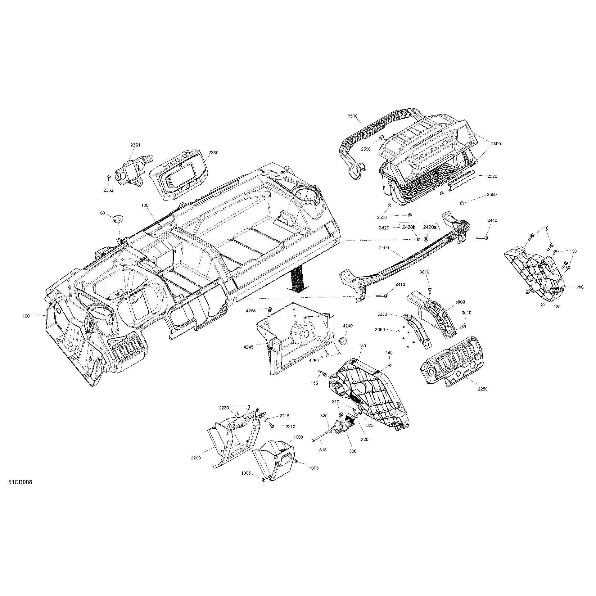 An Image of a Genuine Can-Am Parts Schematic Diagram showing the schematic - CAB INTERIOR - DASHBOARD
