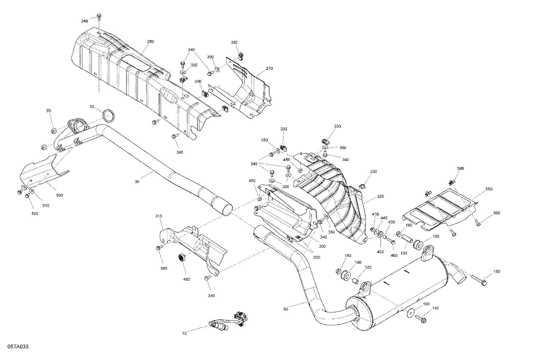 An Image of a Genuine Can-Am Parts Schematic Diagram showing the schematic - ENGINE - EXHAUST