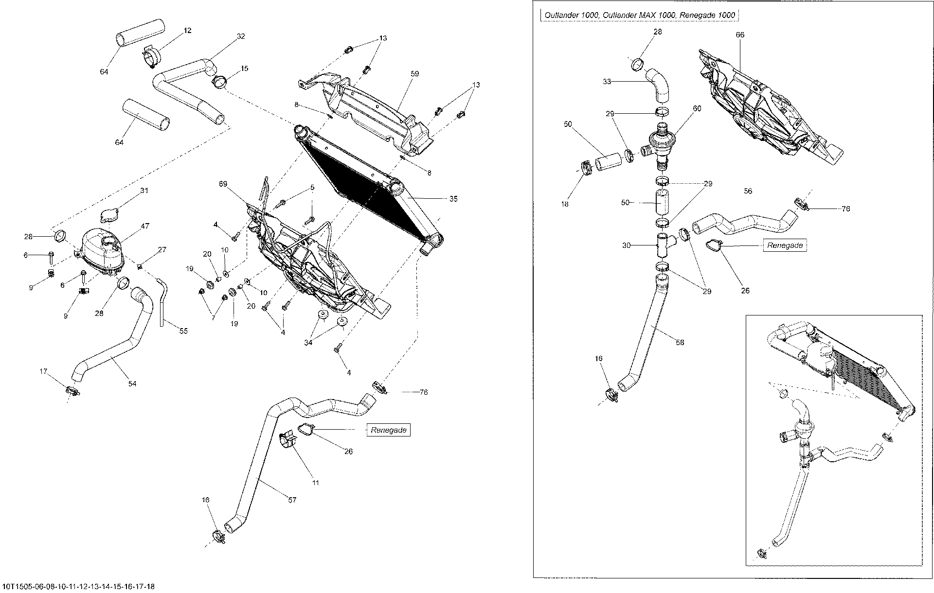 An Image of a Genuine Can-Am Parts Schematic Diagram showing the schematic - COOLING SYSTEM _10T1511