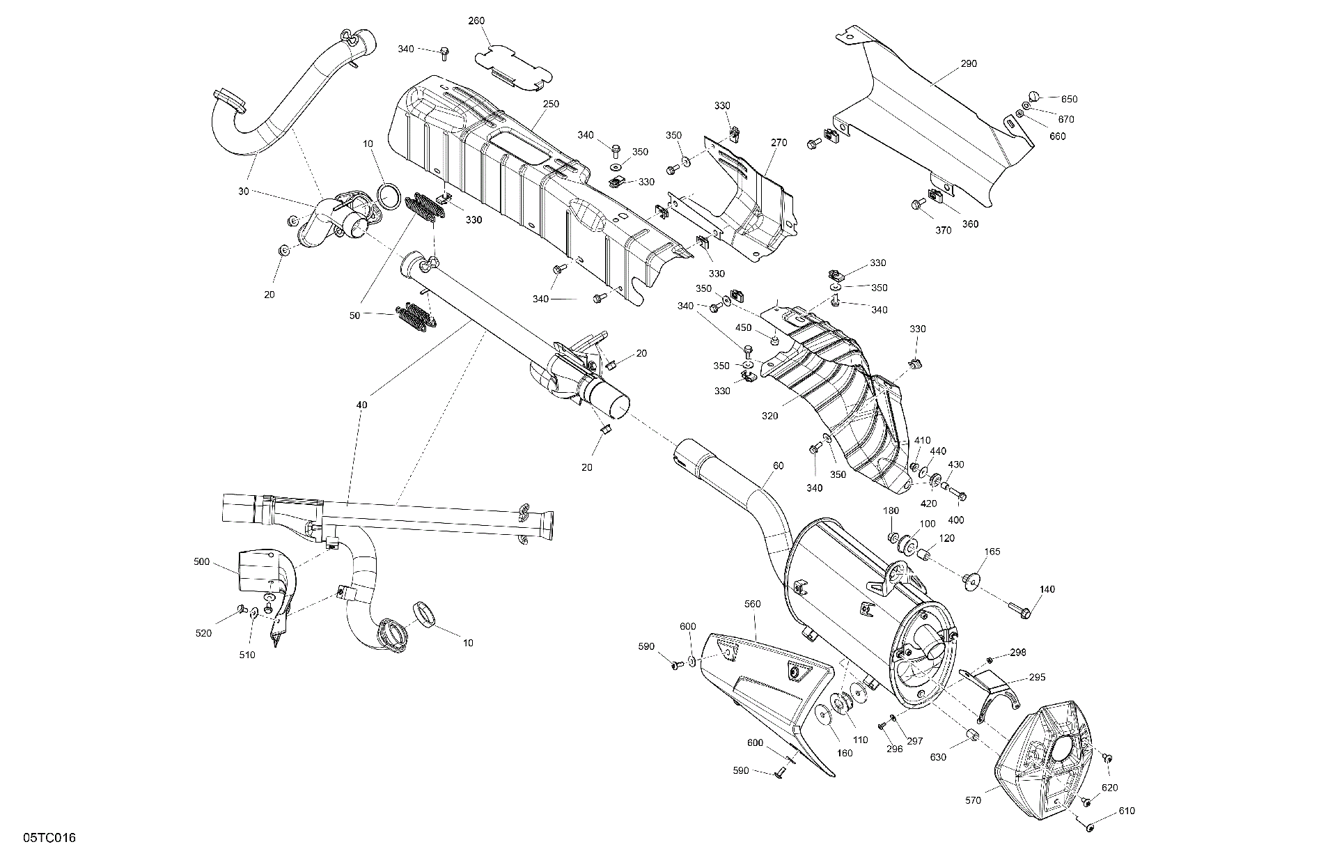 An Image of a Genuine Can-Am Parts Schematic Diagram showing the schematic - ENGINE - EXHAUST