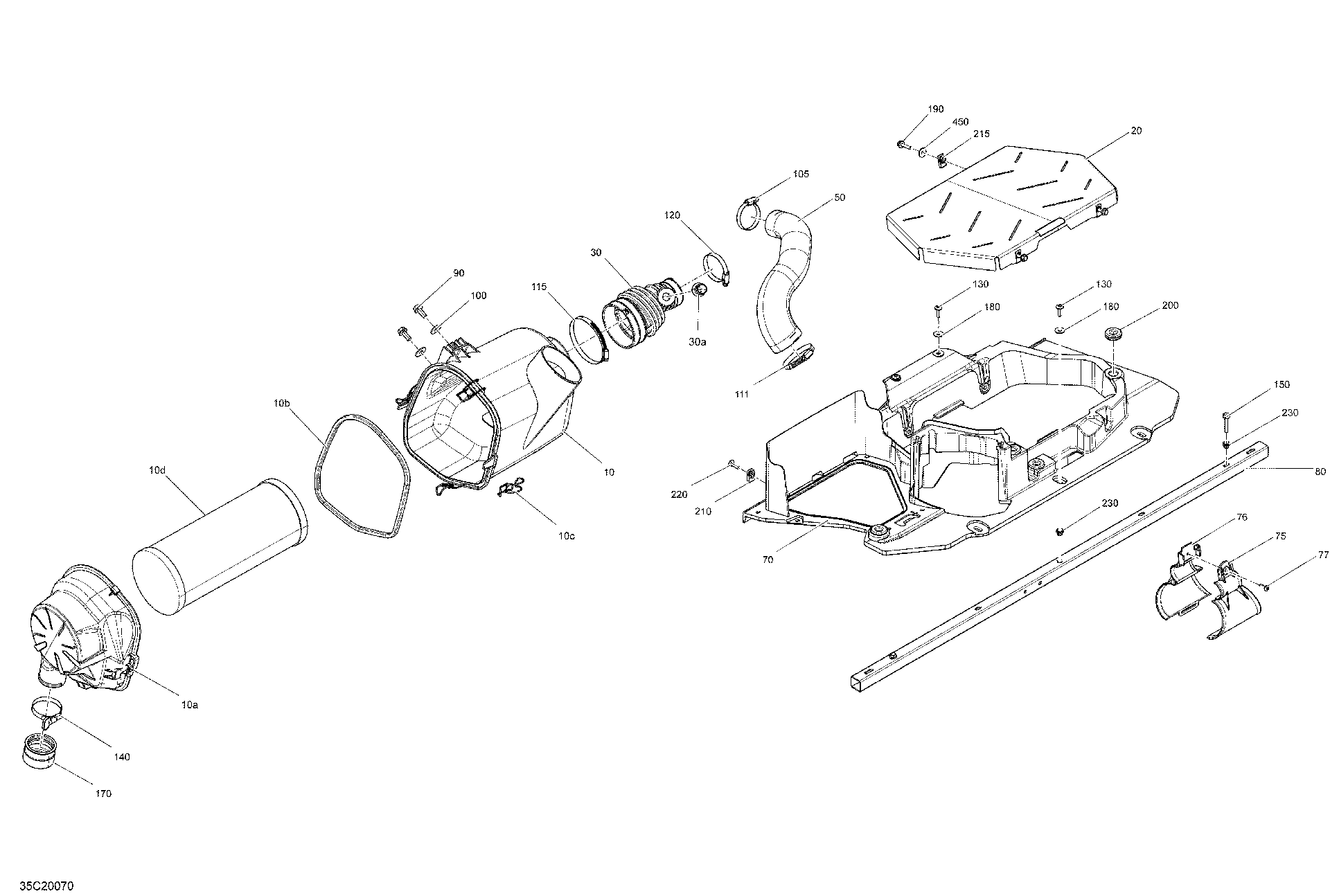 An Image of a Genuine Can-Am Parts Schematic Diagram showing the schematic - AIR INTAKE