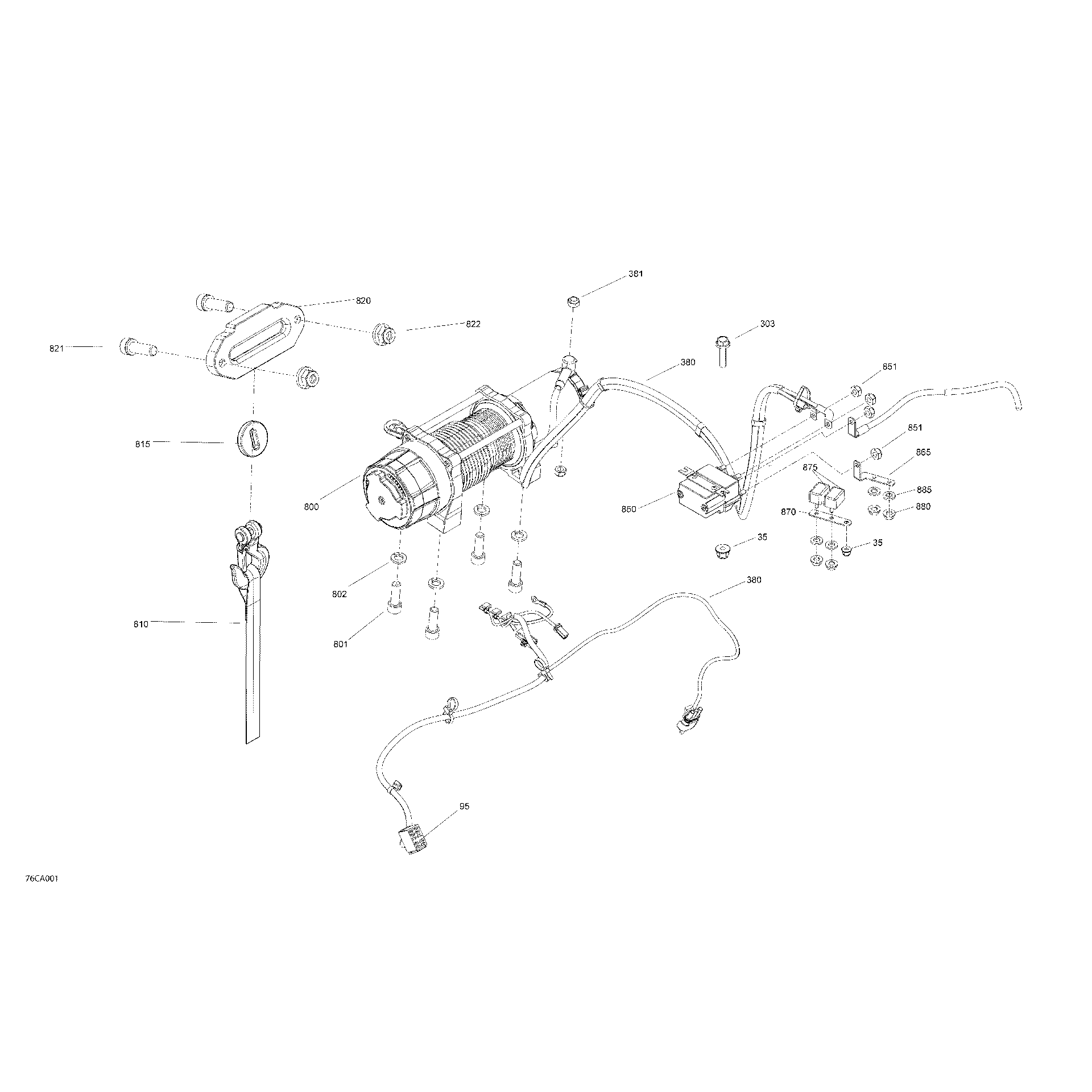 An Image of a Genuine Can-Am Parts Schematic Diagram showing the schematic - ELECTRIC - WINCH