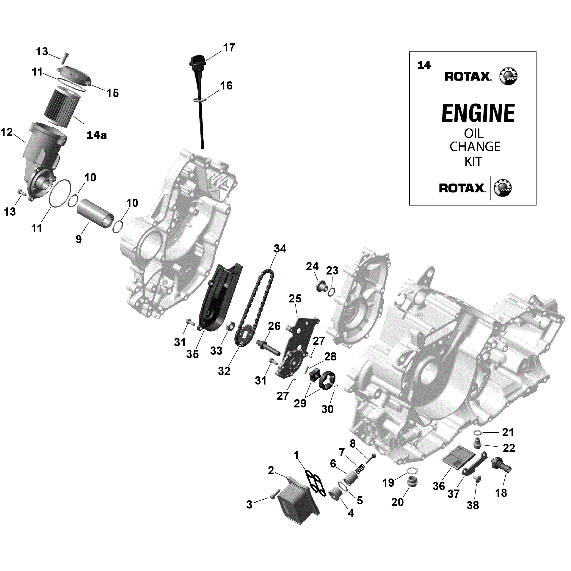 An Image of a Genuine Can-Am Parts Schematic Diagram showing the schematic - ROTAX - ENGINE LUBRICATION