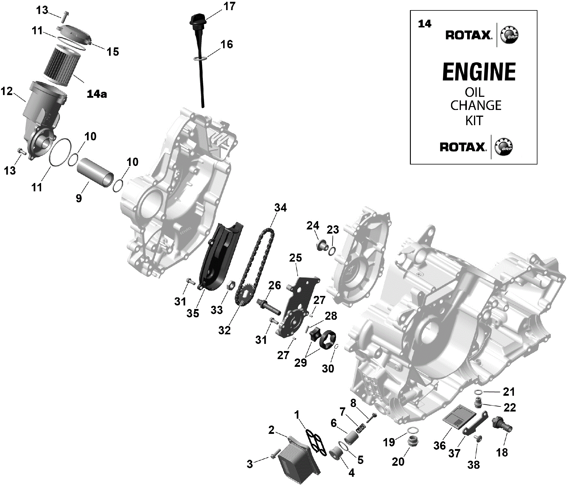 An Image of a Genuine Can-Am Parts Schematic Diagram showing the schematic - ROTAX - ENGINE LUBRICATION
