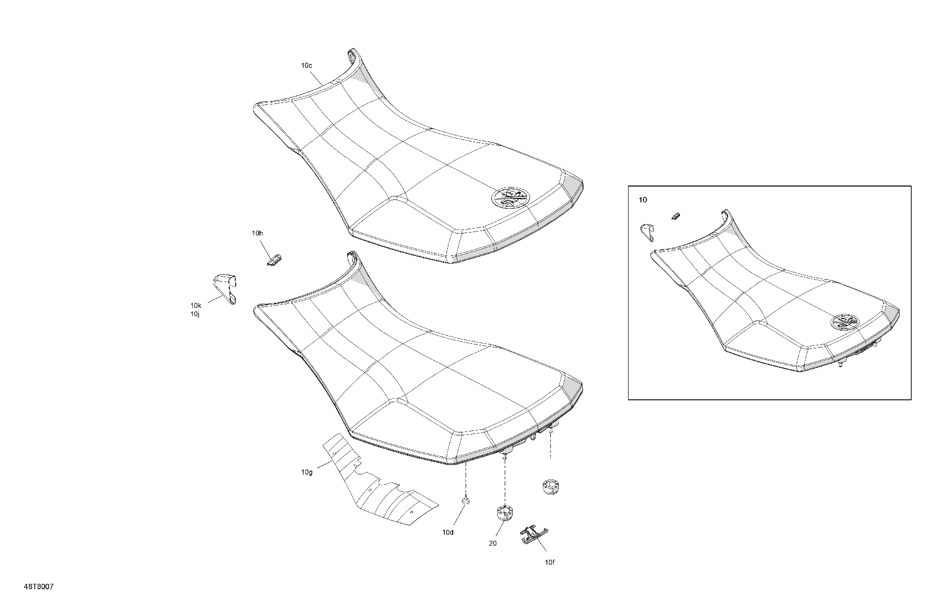 An Image of a Genuine Can-Am Parts Schematic Diagram showing the schematic - BODY - SEAT