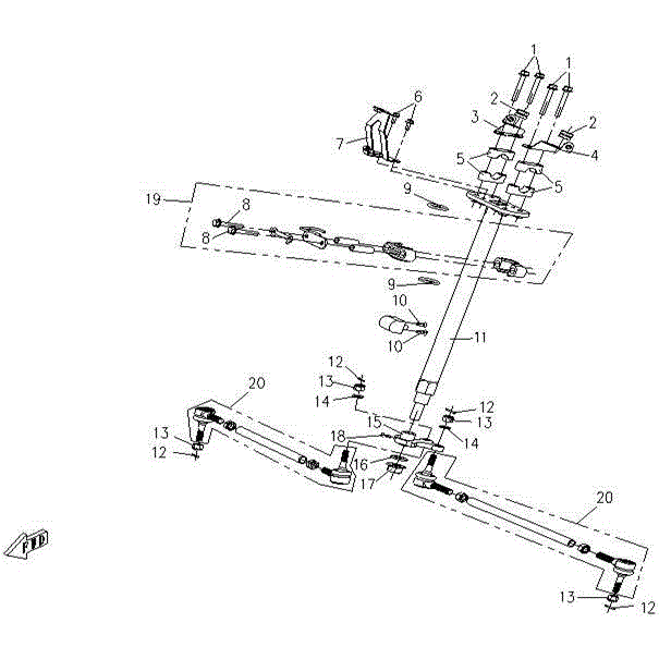An Image of a genuine CFMOTO Parts Schematic Diagram showing the group - STEERING SYSTEM - 2015 CFMOTO CFORCE 500 SWB