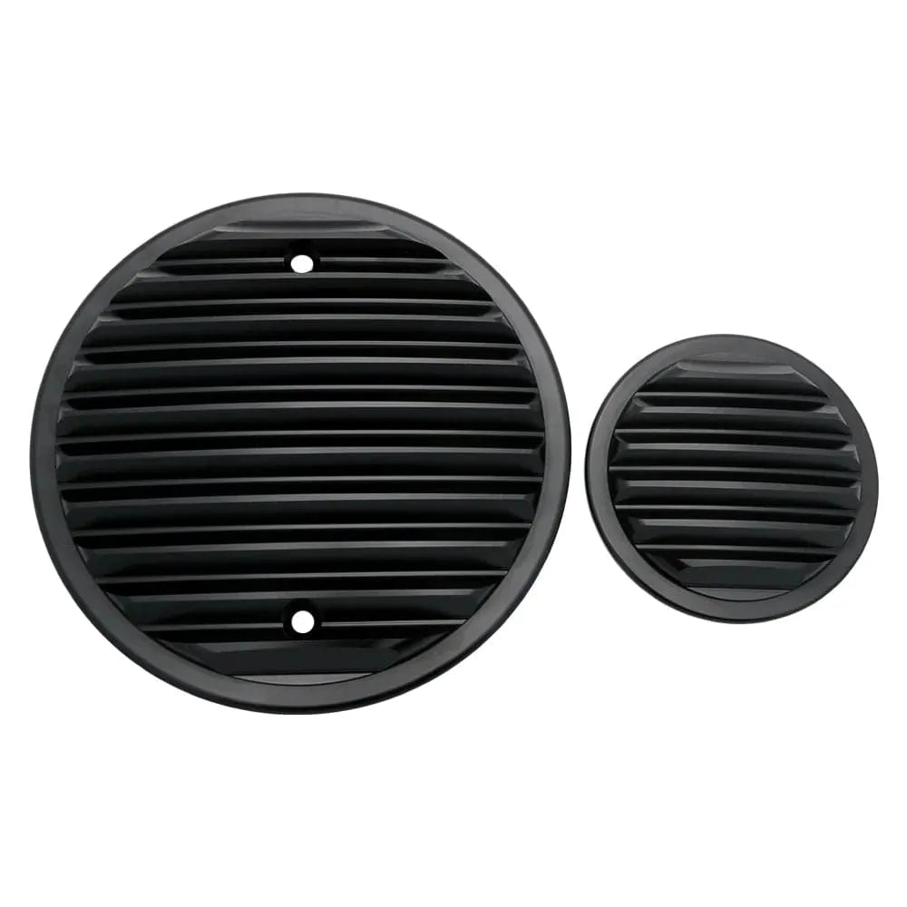 Derby Cover and Cam Cover Set Finned Style Black by Witchdoctors COV-BLK Derby Cover