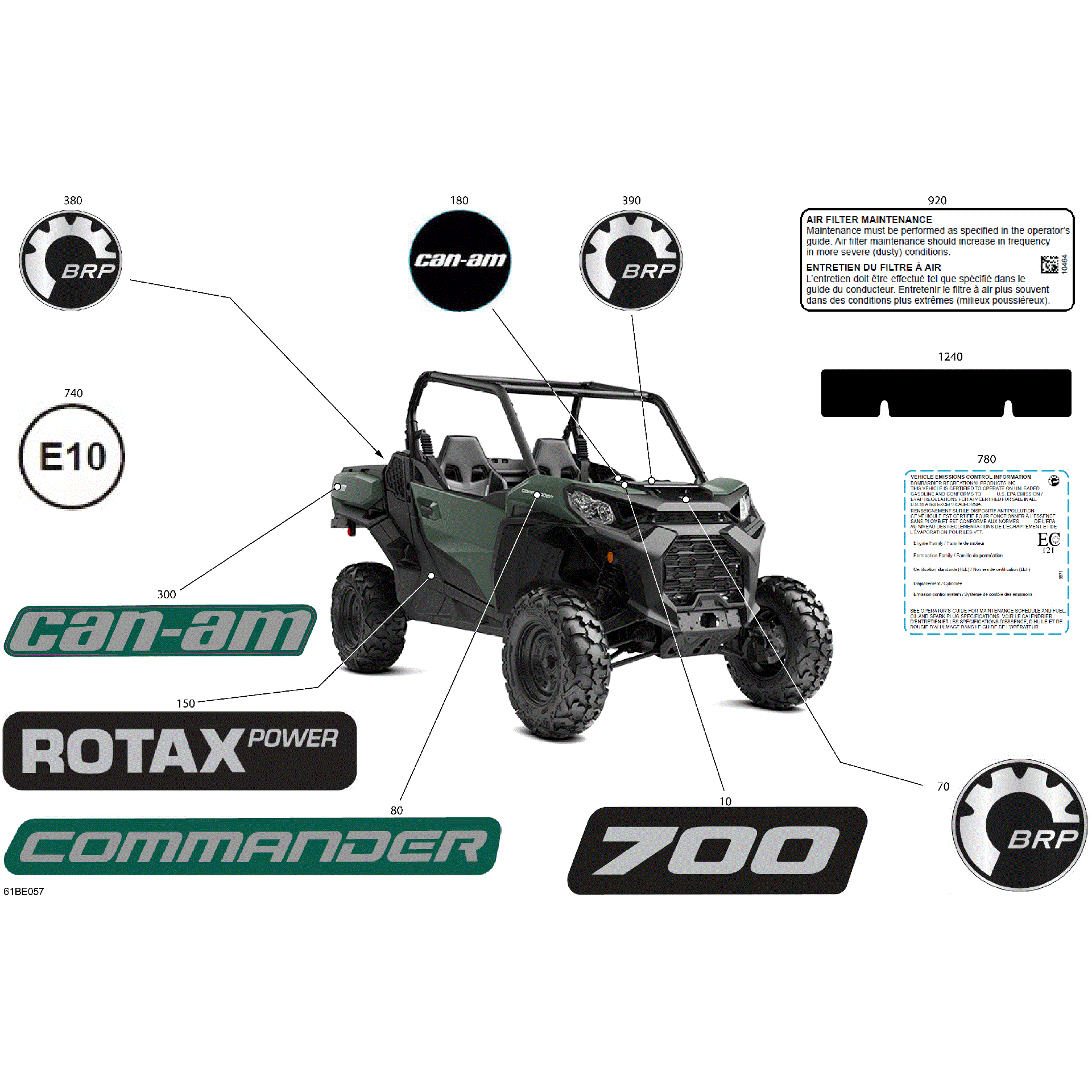 An Image of a Genuine Can-Am Parts Schematic Diagram showing the schematic - BODY - DECALS