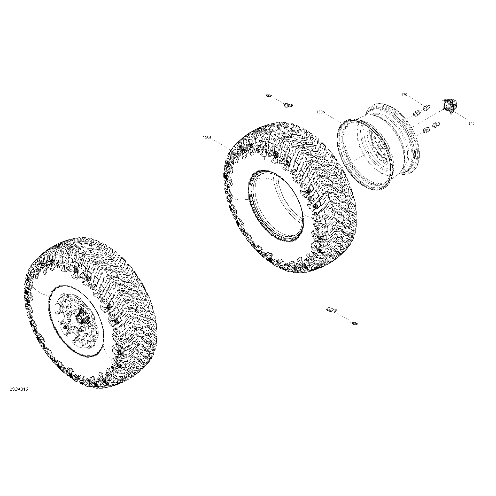 An Image of a Genuine Can-Am Parts Schematic Diagram showing the schematic - DRIVE - REAR WHEELS - X RC