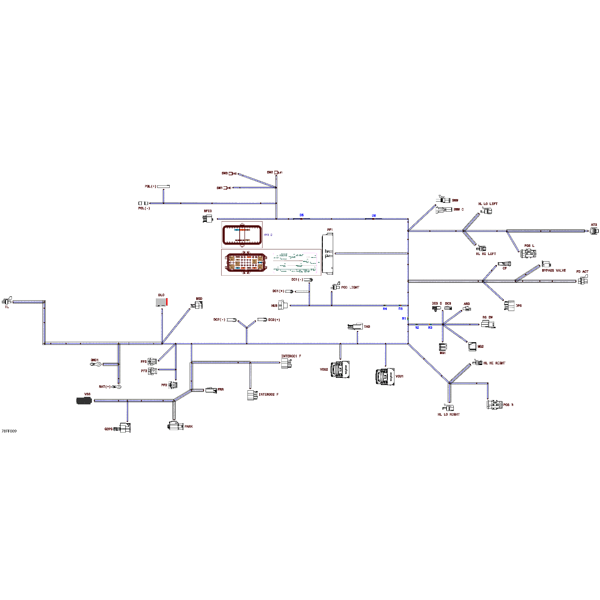 An Image of a Genuine Can-Am Parts Schematic Diagram showing the schematic - ELECTRIC - MAIN HARNESS - 710009748