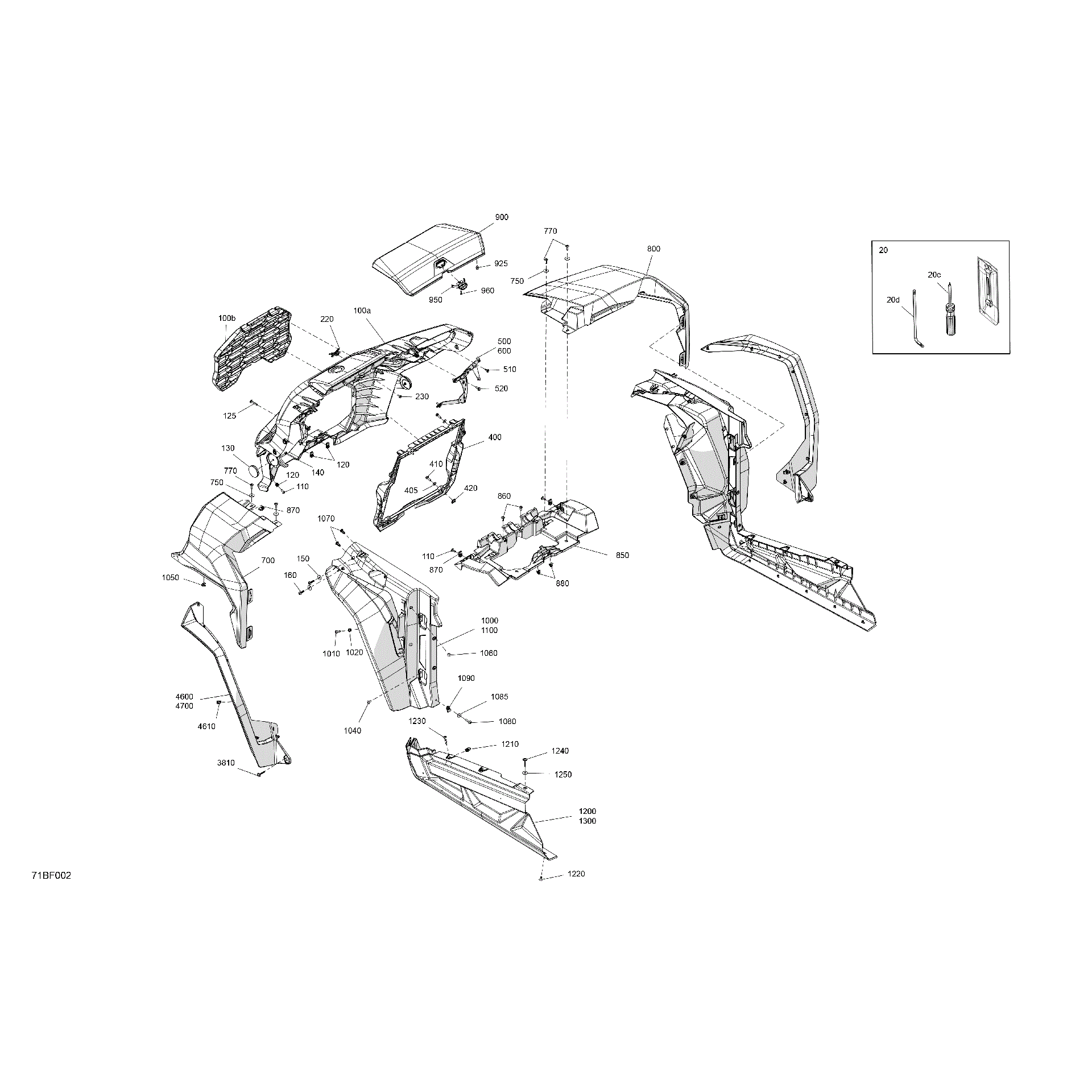 An Image of a Genuine Can-Am Parts Schematic Diagram showing the schematic - BODY - FRONT SECTION