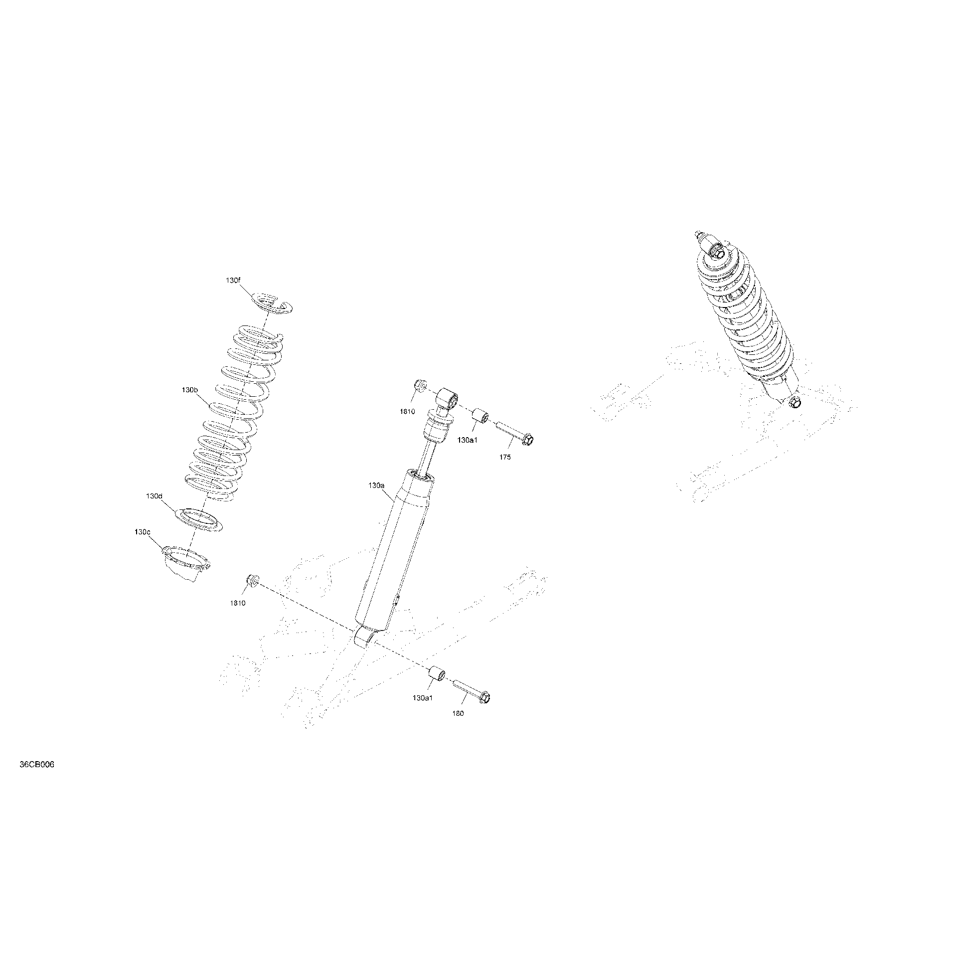 An Image of a Genuine Can-Am Parts Schematic Diagram showing the schematic - SUSPENSION - REAR SHOCKS