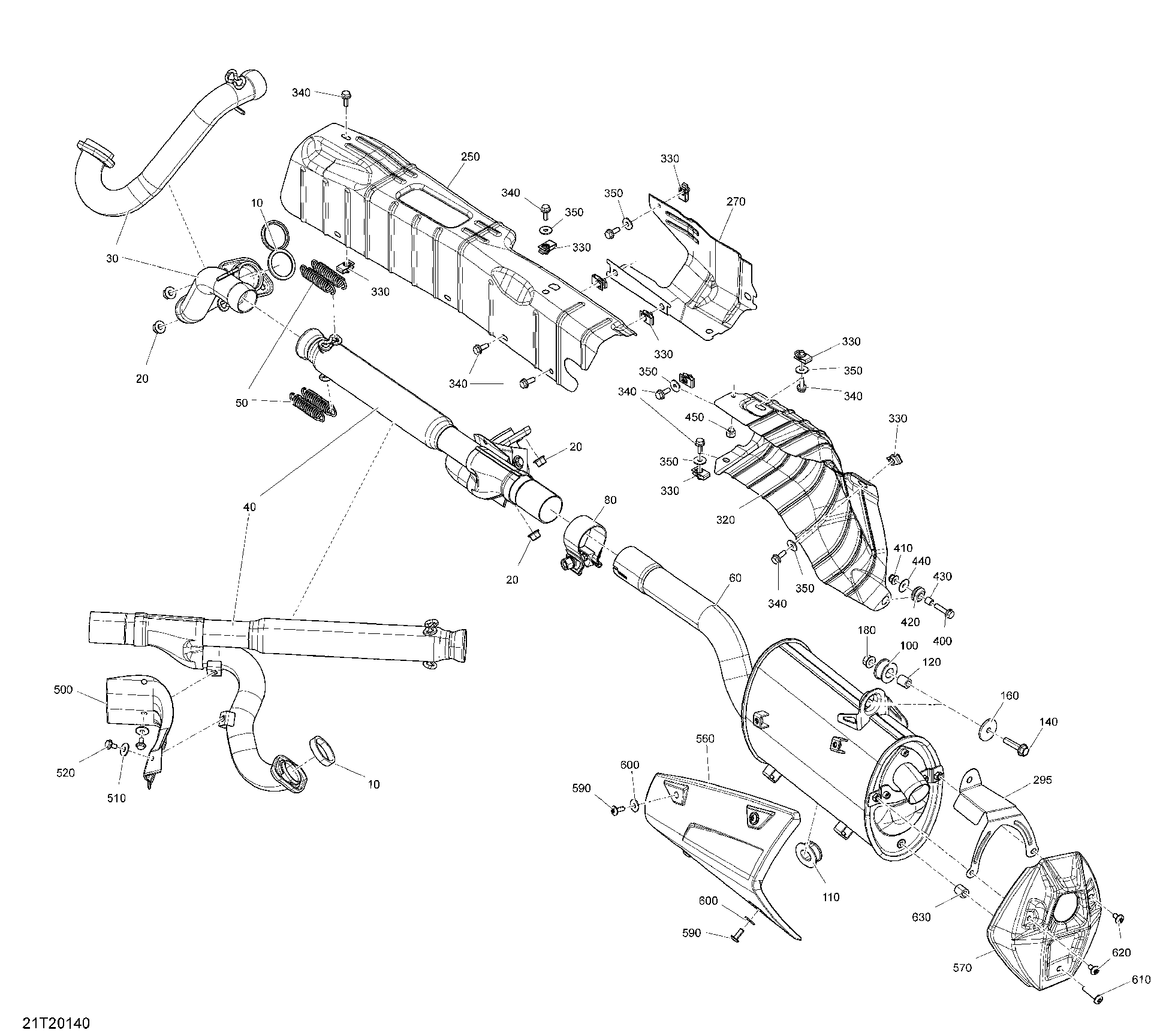 An Image of a Genuine Can-Am Parts Schematic Diagram showing the schematic - EXHAUST