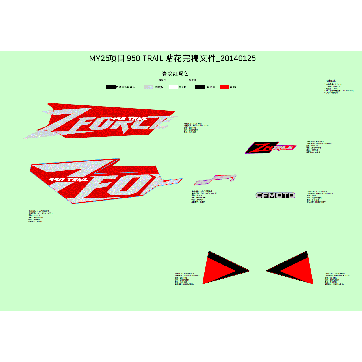 An Image of a Genuine CFMOTO Parts Schematic Diagram showing the schematic - DECAL - 2025 CFMOTO ZFORCE 950 Trail