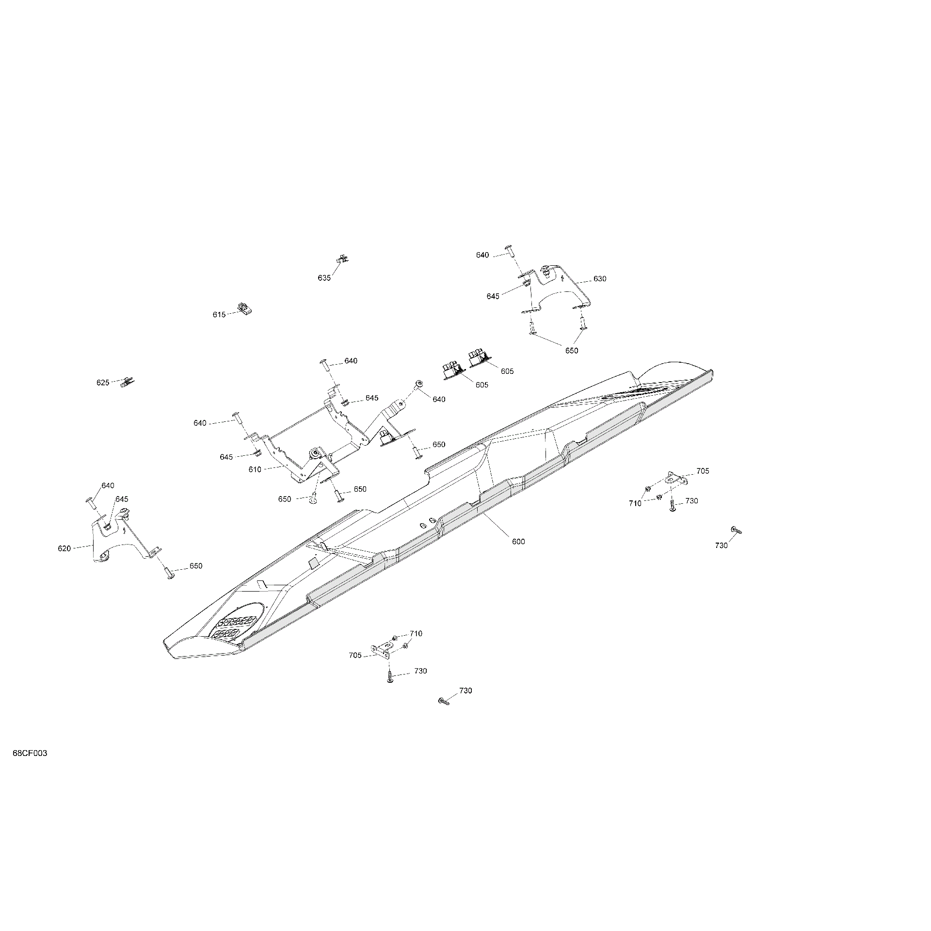 An Image of a Genuine Can-Am Parts Schematic Diagram showing the schematic - ENCLOSURE CAB - ROOF LINER
