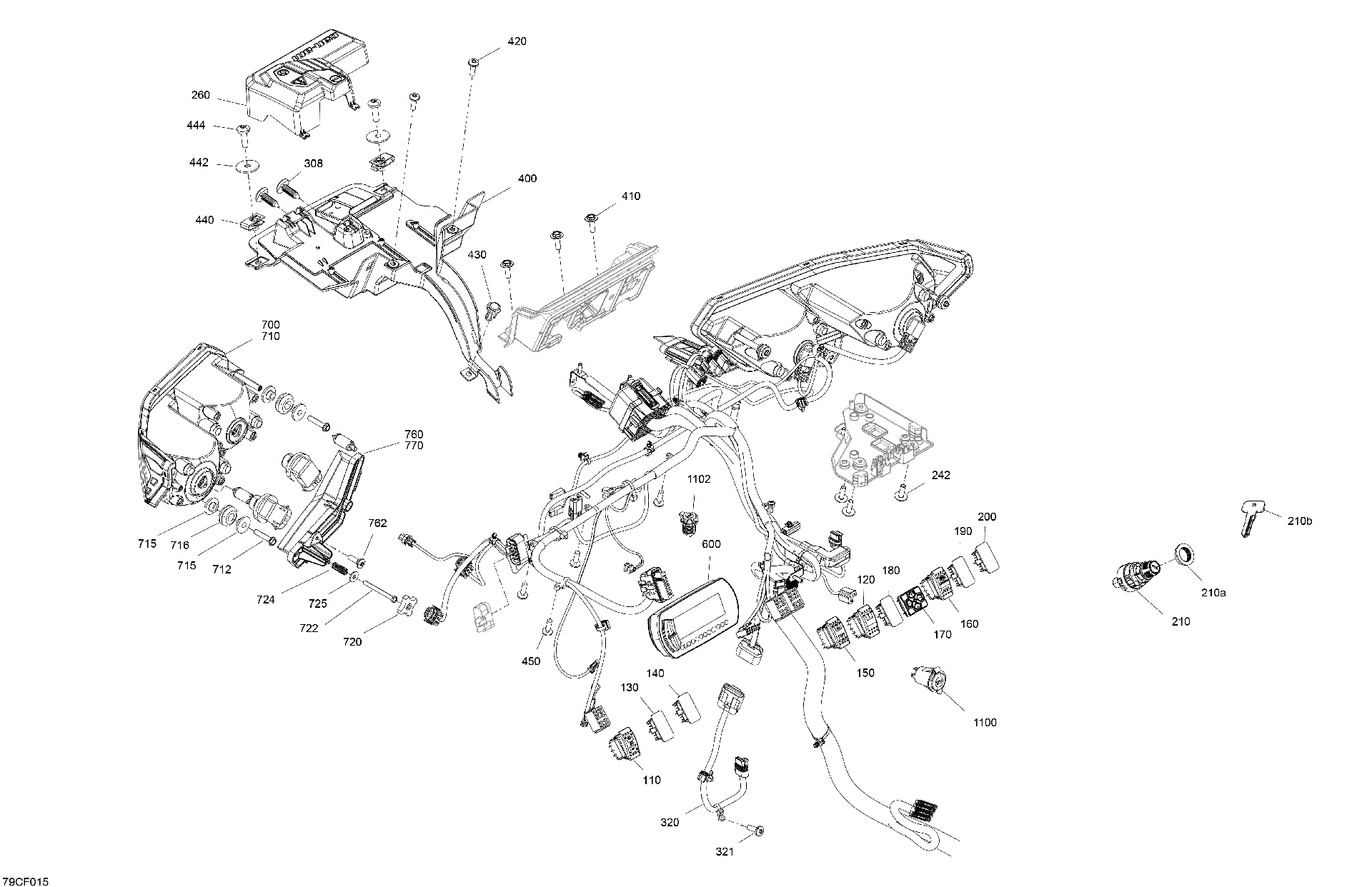 An Image of a Genuine Can-Am Parts Schematic Diagram showing the schematic - ELECTRIC - FRONT SECTION