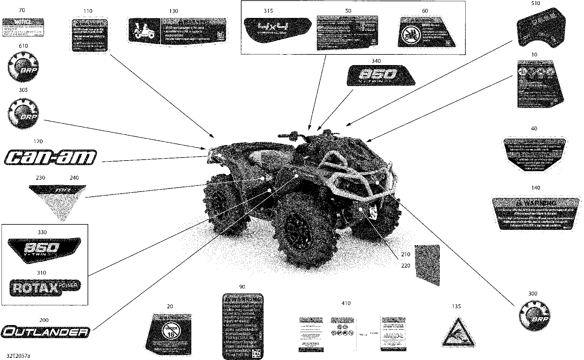 An Image of a Genuine Can-Am Parts Schematic Diagram showing the schematic - DECALS - X MR