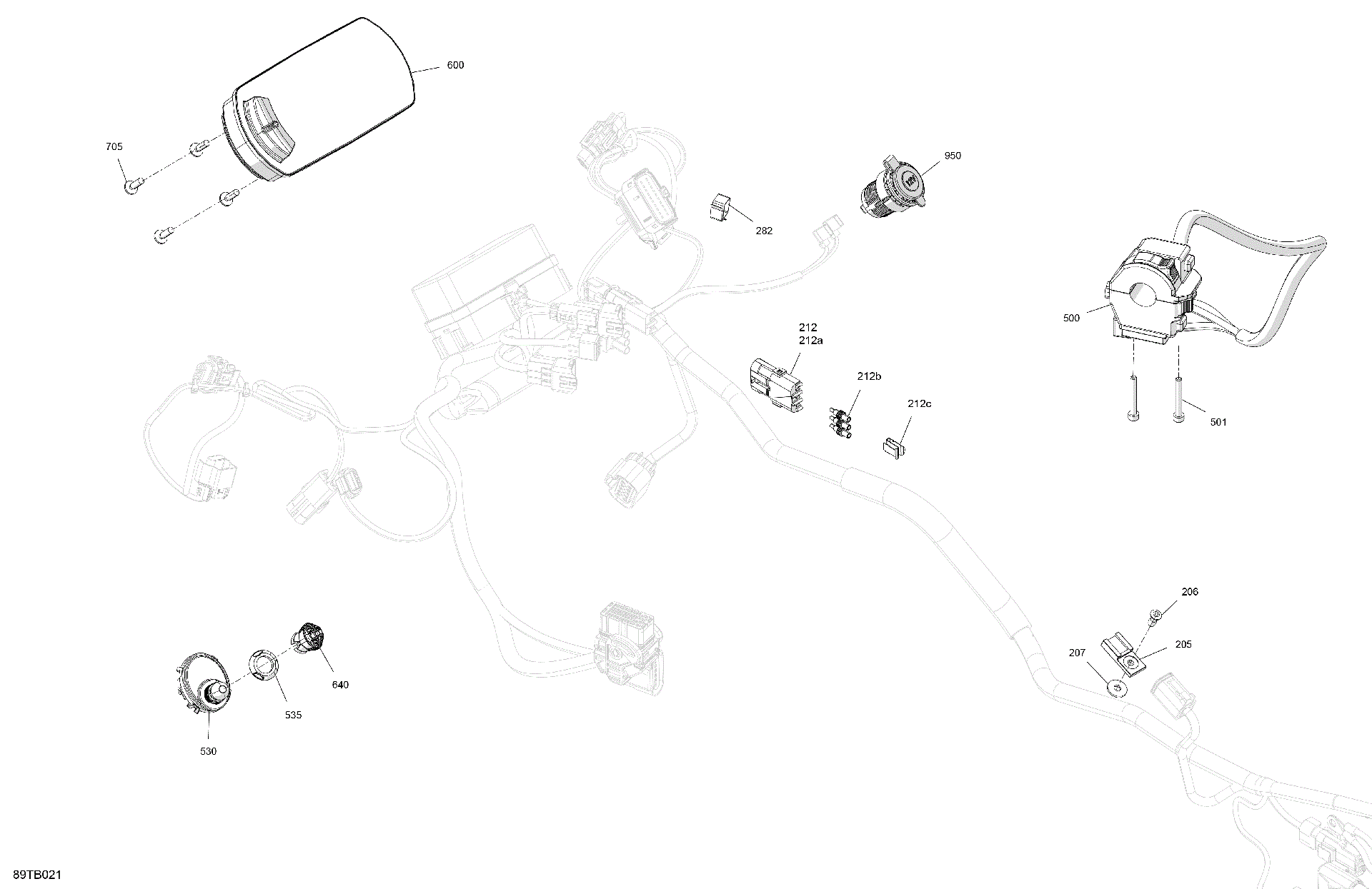 An Image of a Genuine Can-Am Parts Schematic Diagram showing the schematic - ELECTRIC - FRONT SECTION