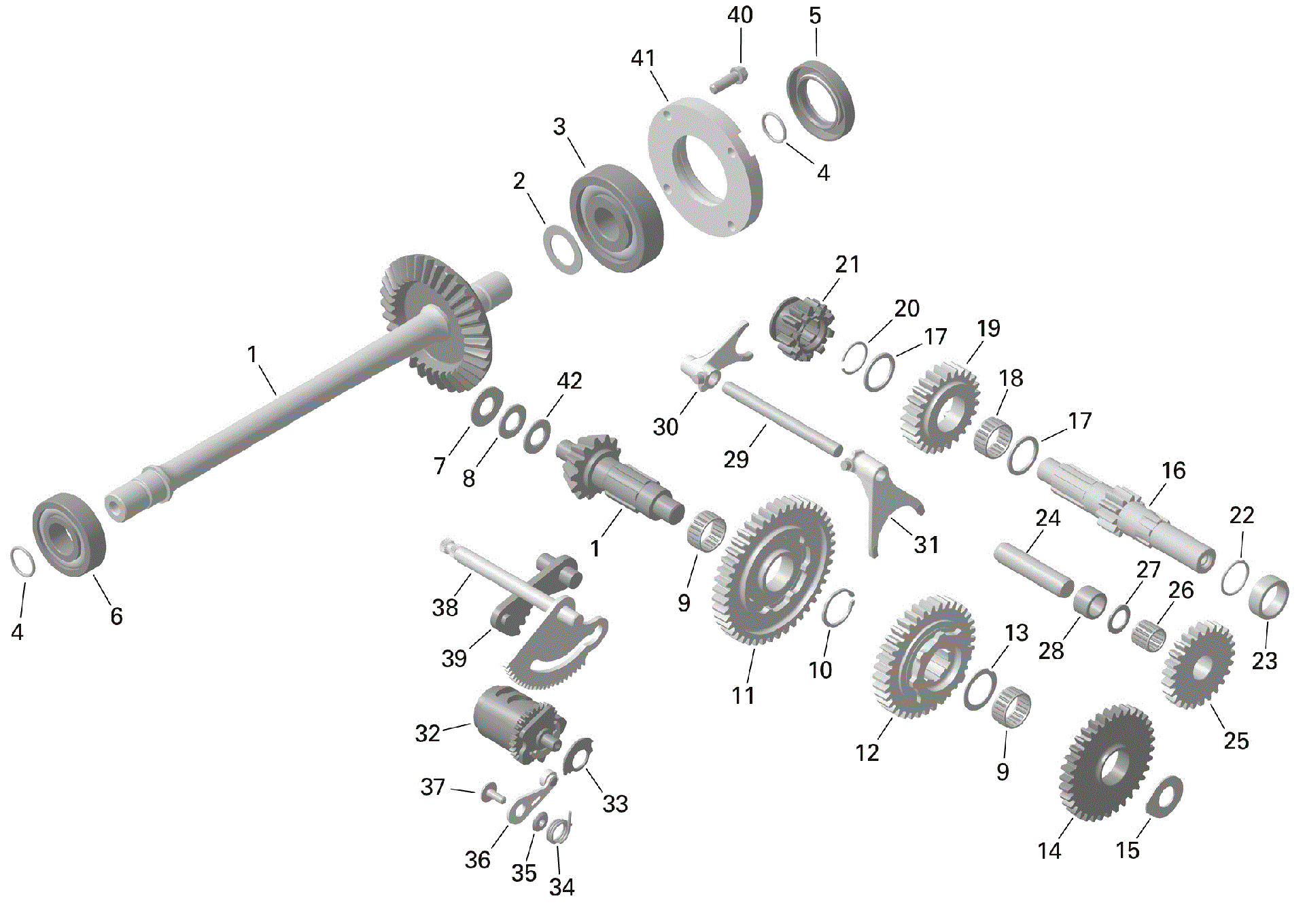 An Image of a Genuine Can-Am Parts Schematic Diagram showing the schematic - ROTAX - GEARBOX