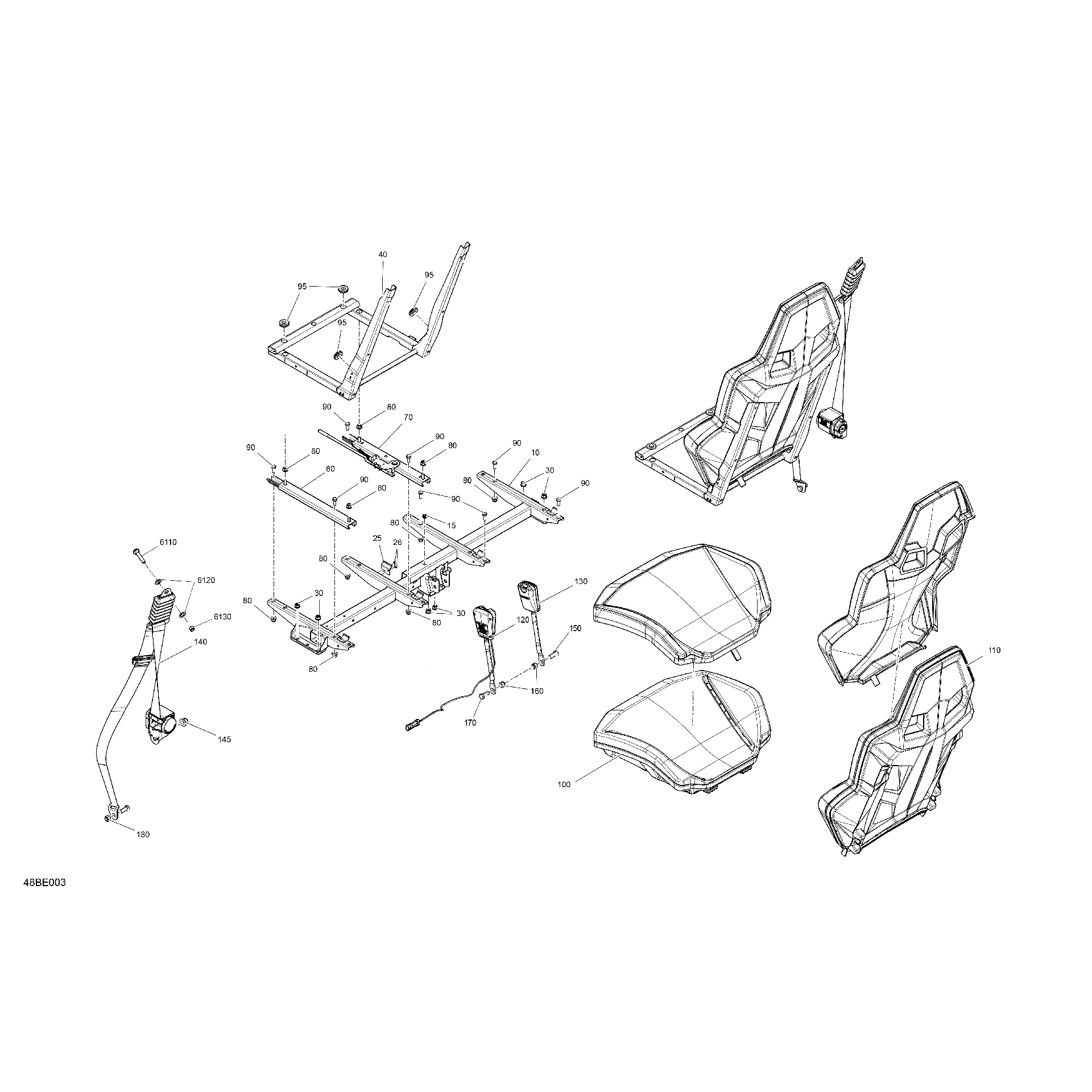 An Image of a Genuine Can-Am Parts Schematic Diagram showing the schematic - BODY - SEAT