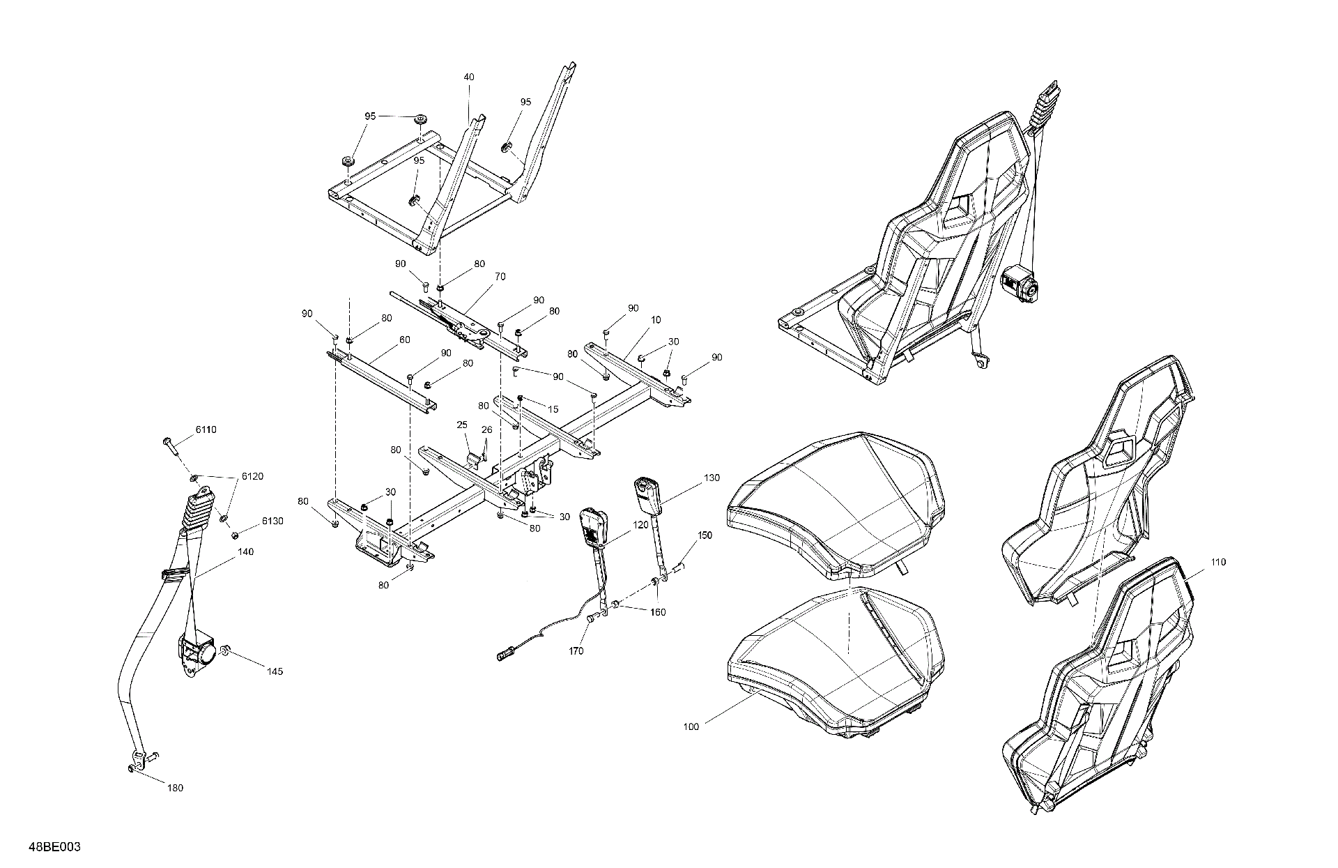 An Image of a Genuine Can-Am Parts Schematic Diagram showing the schematic - BODY - SEAT