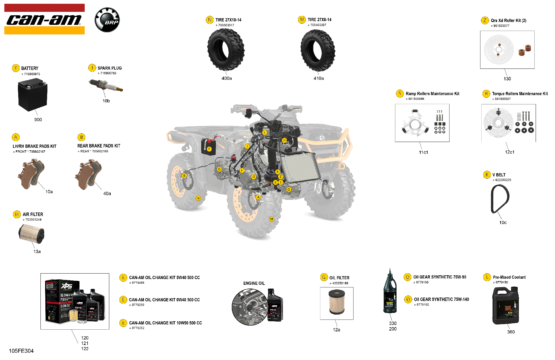 An Image of a Genuine Can-Am Parts Schematic Diagram showing the schematic - SERVICE - MAINTENANCE PARTS & FLUIDS