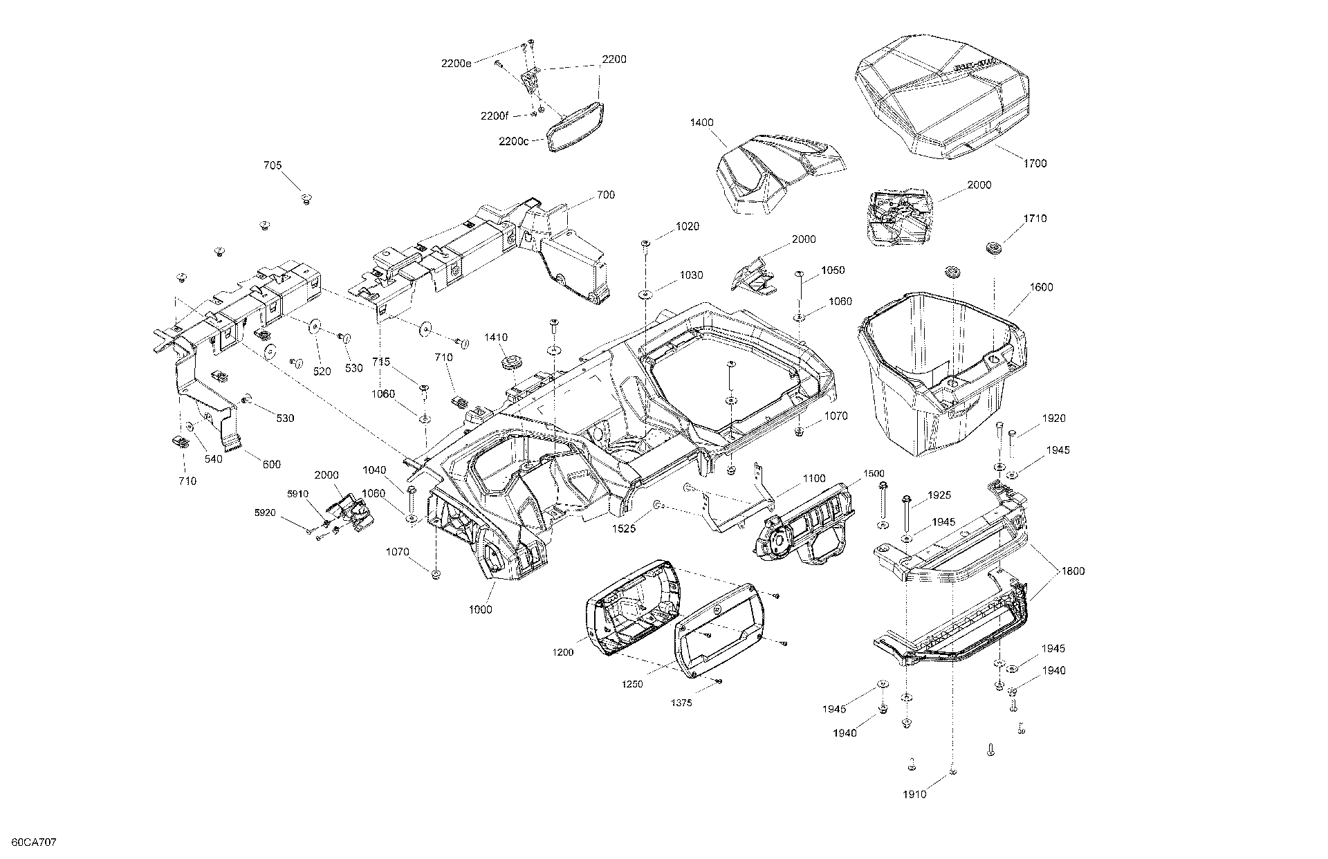 An Image of a Genuine Can-Am Parts Schematic Diagram showing the schematic - BODY - CAB INTERIOR - DASHBOARD - XT - XT P