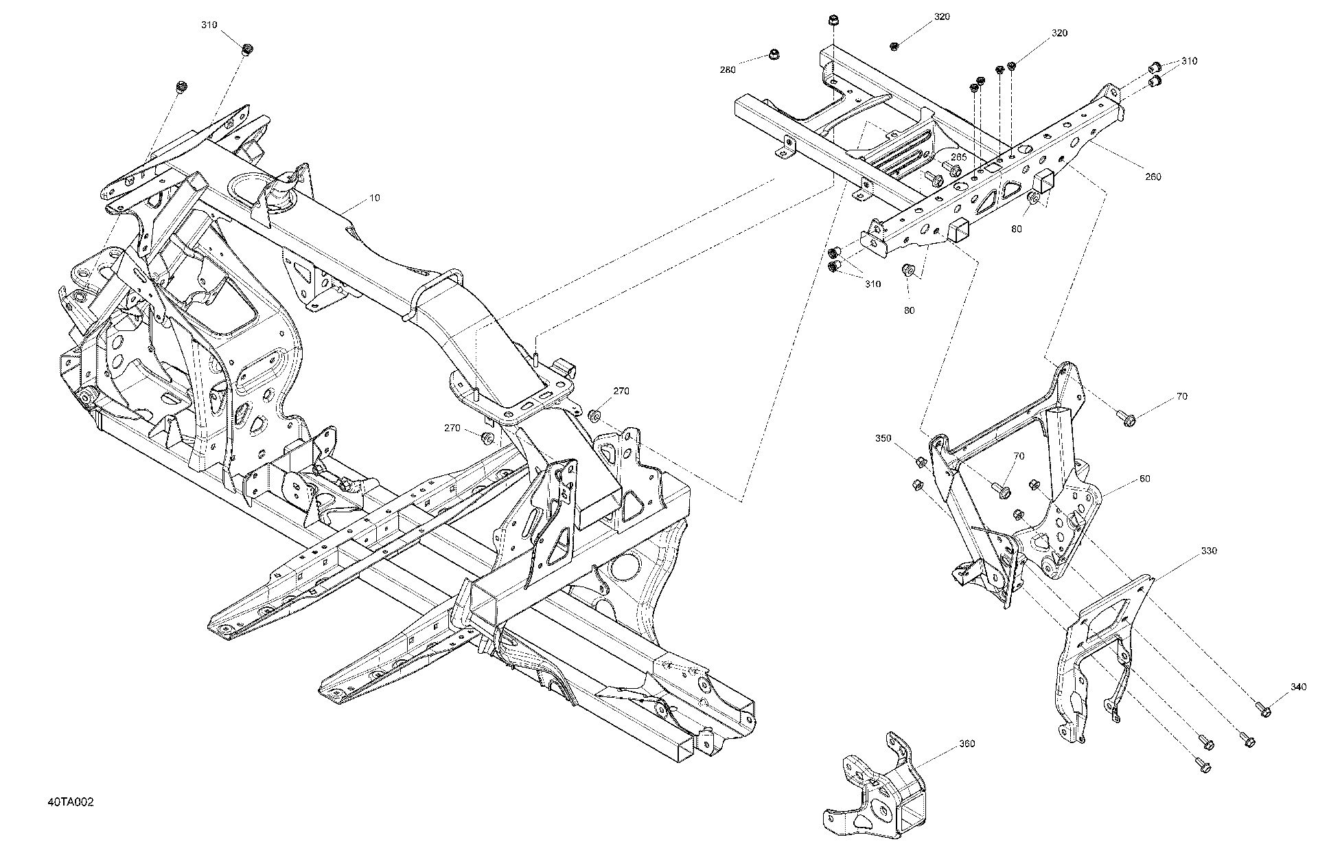 An Image of a Genuine Can-Am Parts Schematic Diagram showing the schematic - FRAME - SYSTEM