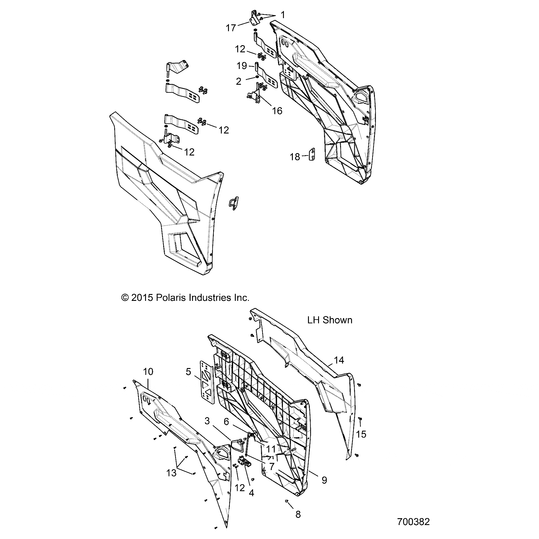 Door Panel, Left, Gloss Black by Polaris 5450753-070 OEM Hardware P5450753-070 Off Road Express