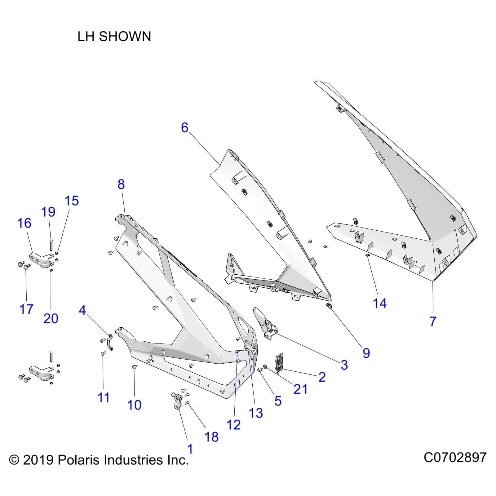 Door Panel Rear Rht Ttnm Met Gl by Polaris 5455215-653 OEM Hardware P5455215-653 Off Road Express