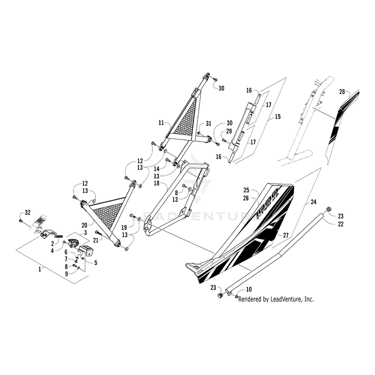 Door,Panel W/Decals-Tag-Rear-Lh(Wc4 X) By Arctic Cat 0518-151 OEM Hardware 0518-151 Off Road Express