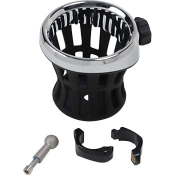 Drink Holder 1-1/4" Handlebar Mount Chrome/Black Clamp by Ciro 50415 Beverage Holder