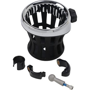 Drink Holder 7/8" & 1" Handlebar Mount Chrome/Black Clamp by Ciro 50413 Beverage Holder