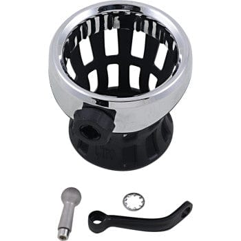 Drink Holder Mirror Stem Mount Chrome/Black by Ciro 50420 Beverage Holder