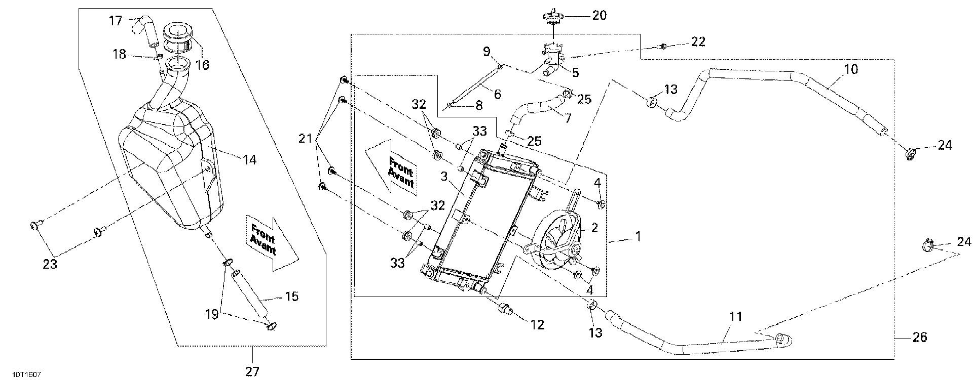 An Image of a Genuine Can-Am Parts Schematic Diagram showing the schematic - COOLING SYSTEM