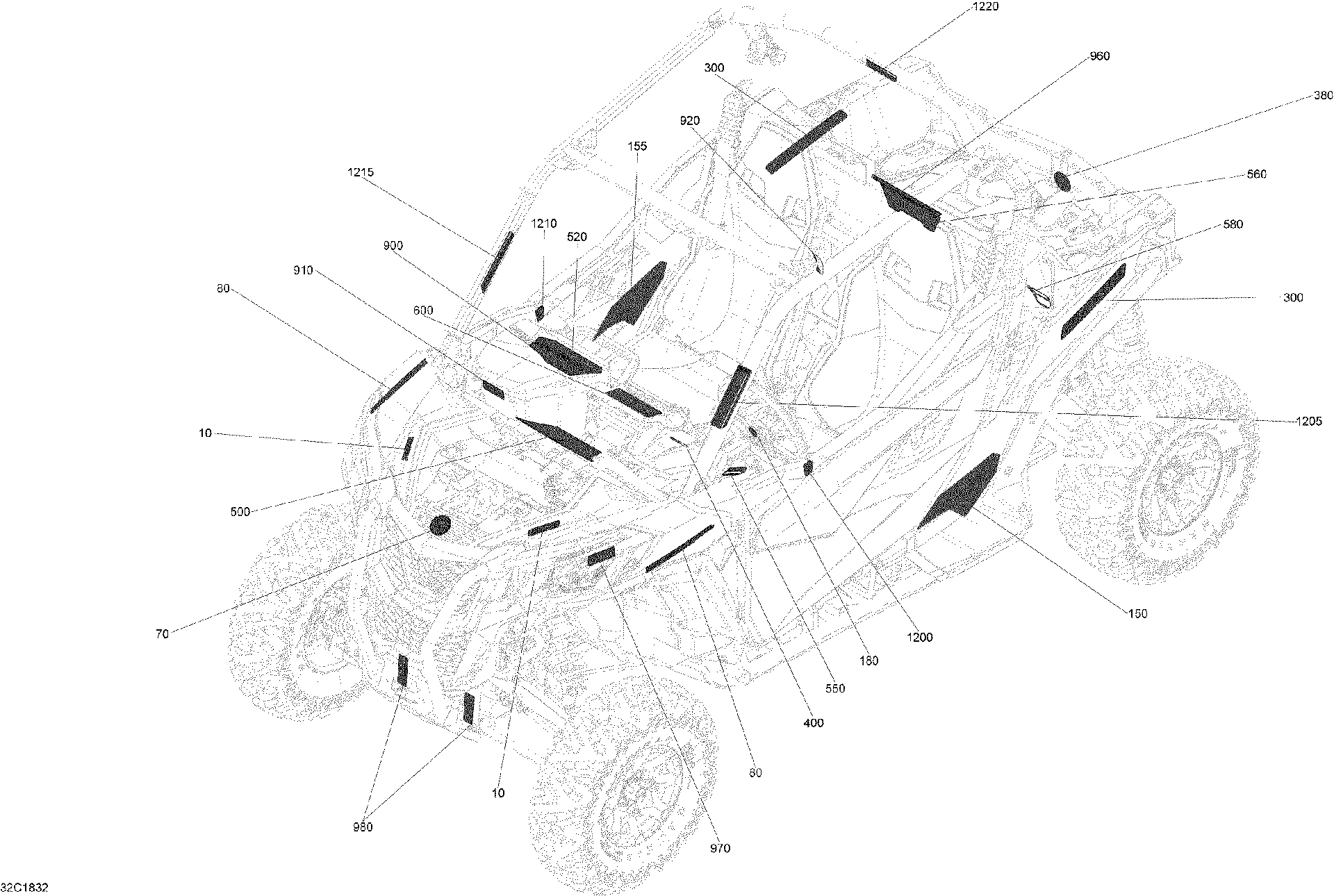 An Image of a Genuine Can-Am Parts Schematic Diagram showing the schematic - DECALS MAVERICK TRAIL - 1000 EFI