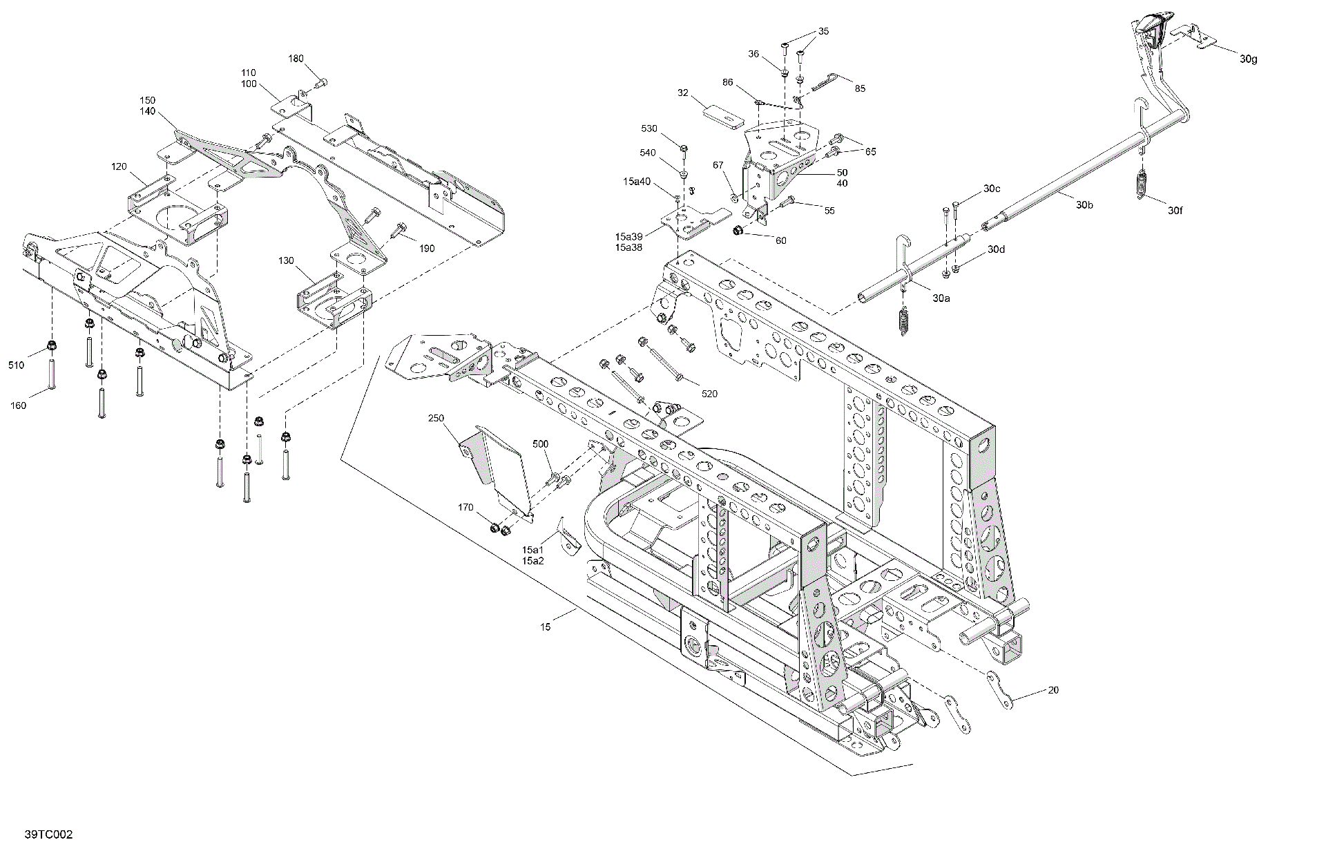 An Image of a Genuine Can-Am Parts Schematic Diagram showing the schematic - FRAME - REAR SECTION