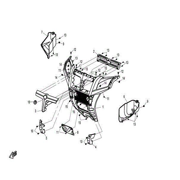 An Image of a Genuine CFMOTO Parts Schematic Diagram showing the schematic - FRONT FACE - 2015 CFMOTO ZFORCE 600