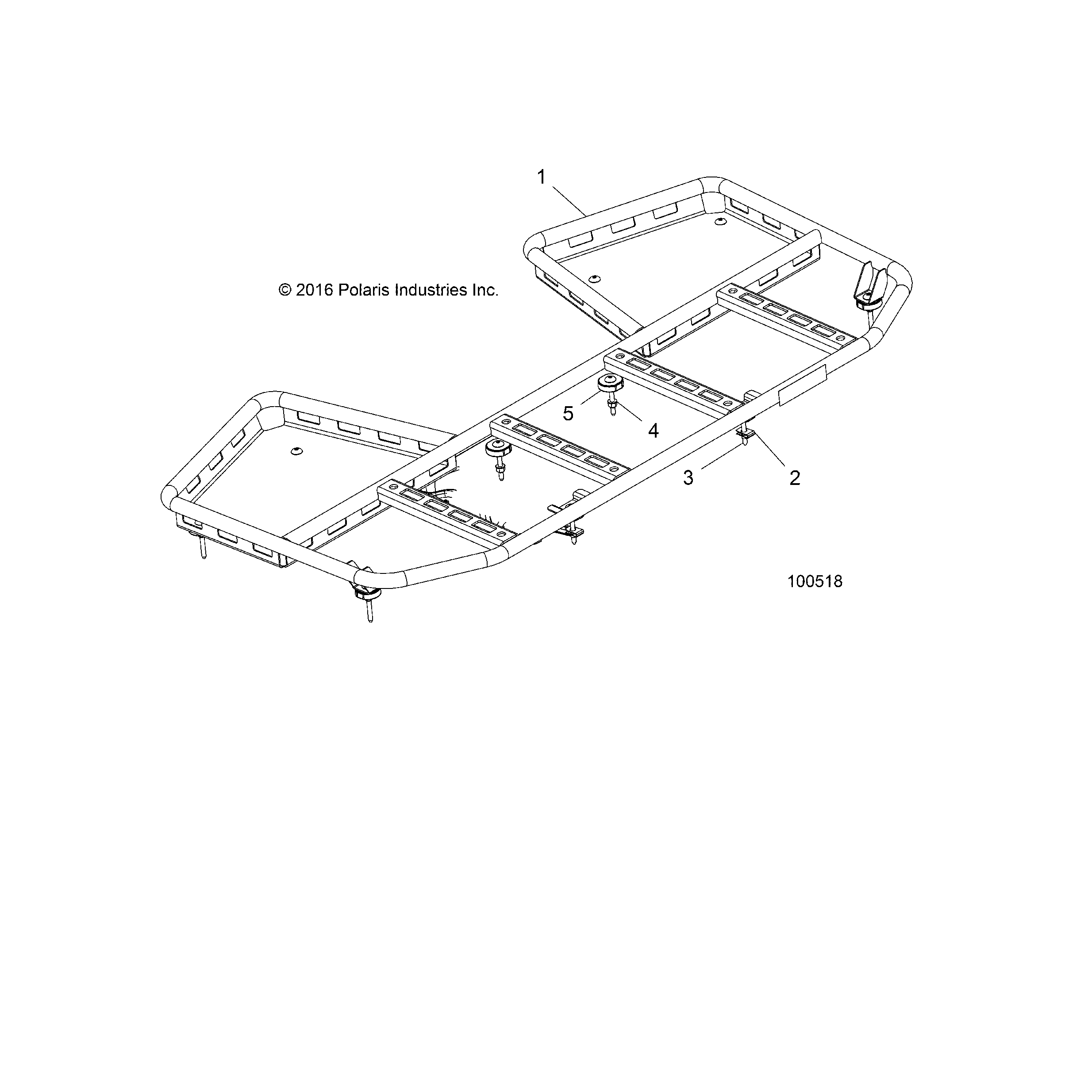 An Image of a Genuine Polaris Parts Schematic Diagram showing the schematic - BODY: REAR RACK - 2017 POLARIS SPORTSMAN 450 HO