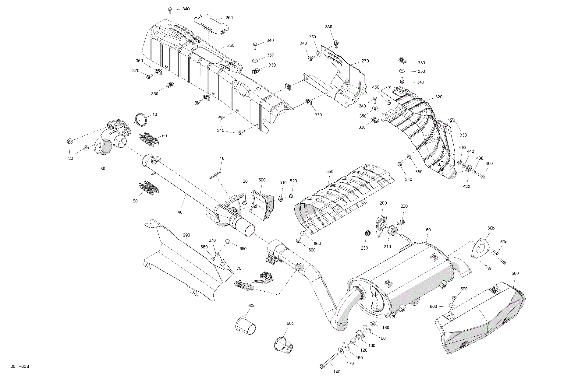 An Image of a Genuine Can-Am Parts Schematic Diagram showing the schematic - ENGINE - EXHAUST
