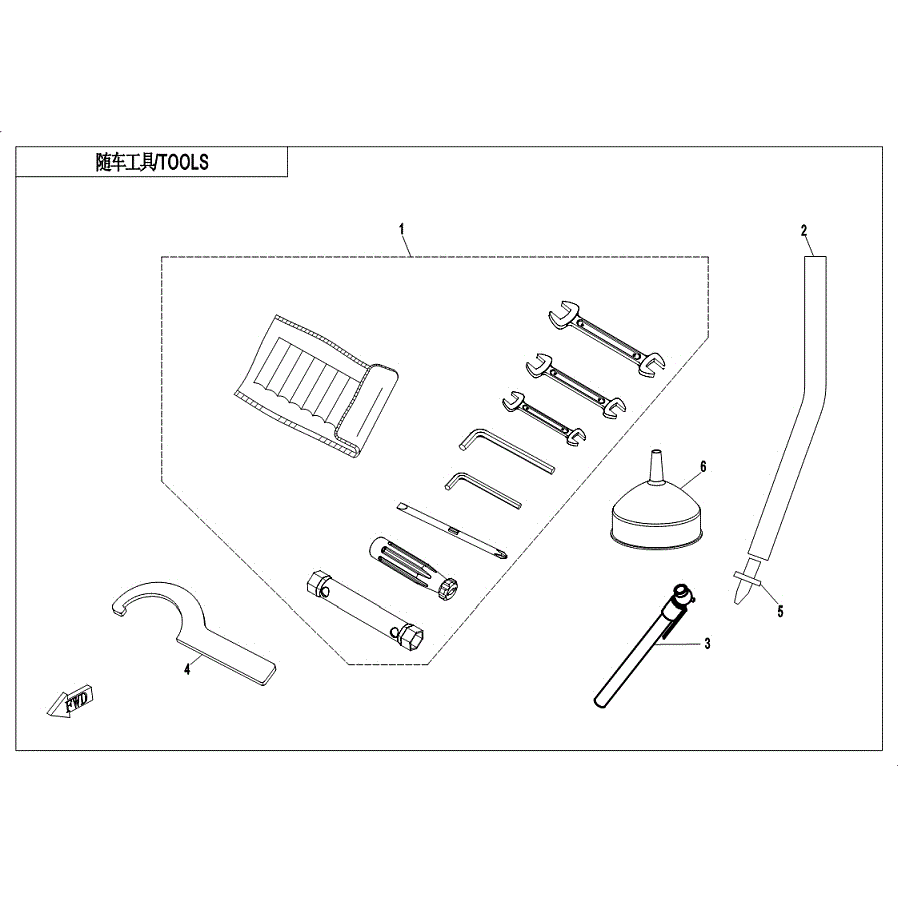 An Image of a Genuine CFMOTO Parts Schematic Diagram showing the schematic - TOOLS - 2019 CFMOTO UFORCE 1000