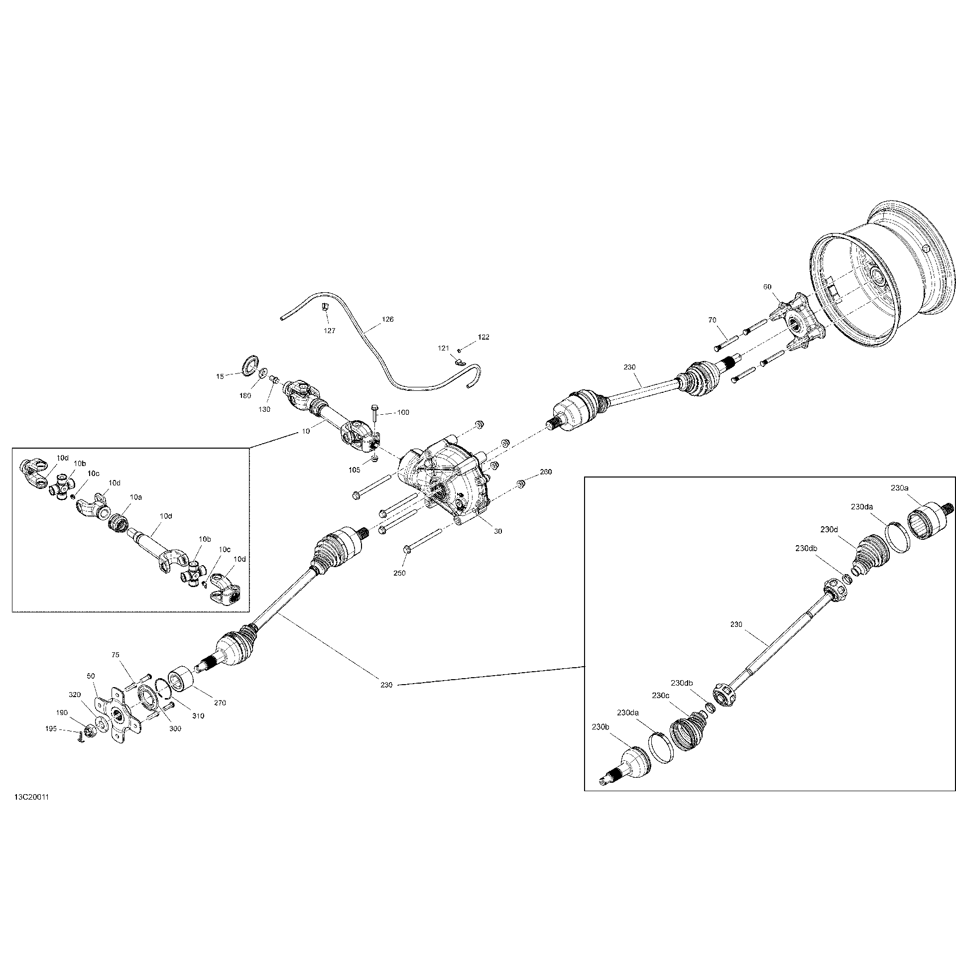 An Image of a Genuine Can-Am Parts Schematic Diagram showing the schematic - REAR DRIVE - COMMON PARTS