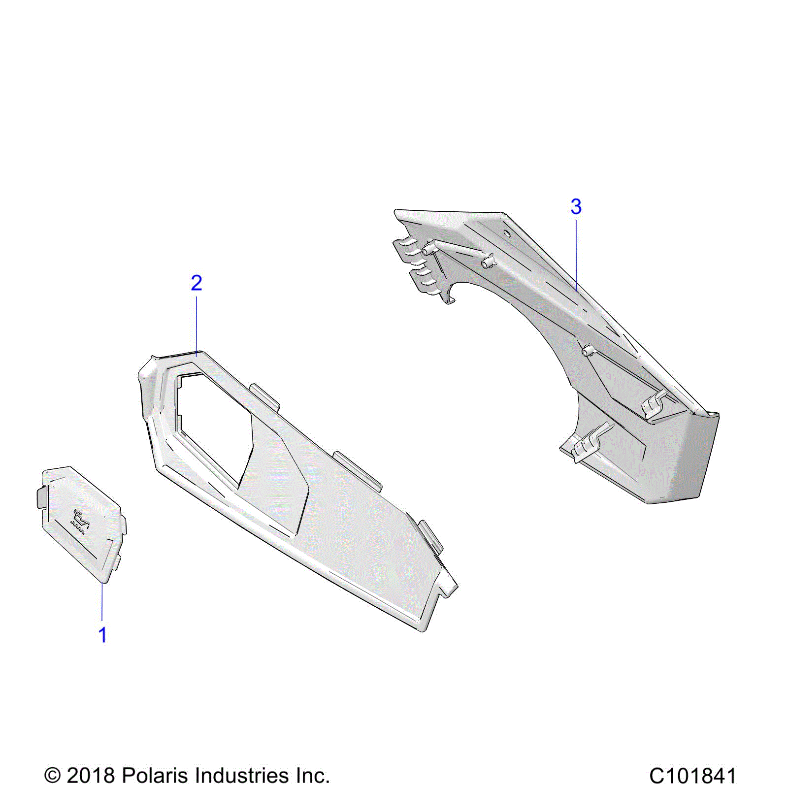 An Image of a Genuine Polaris Parts Schematic Diagram showing the schematic - BODY: PANEL - 2019 POLARIS SPORTSMAN TOURING 570 SP