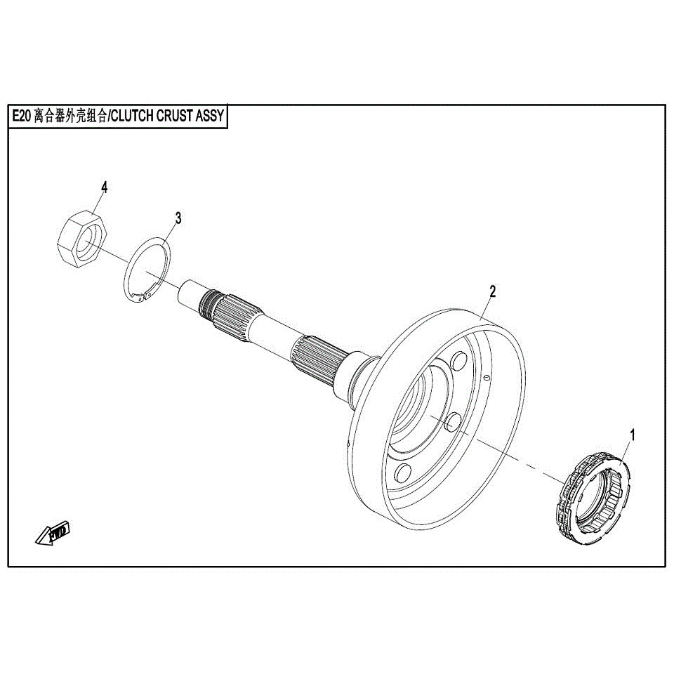An Image of a Genuine CFMOTO Parts Schematic Diagram showing the schematic - WET CLUTCH HOUSING ASSY - 2017 CFMOTO ZFORCE 800 Trail