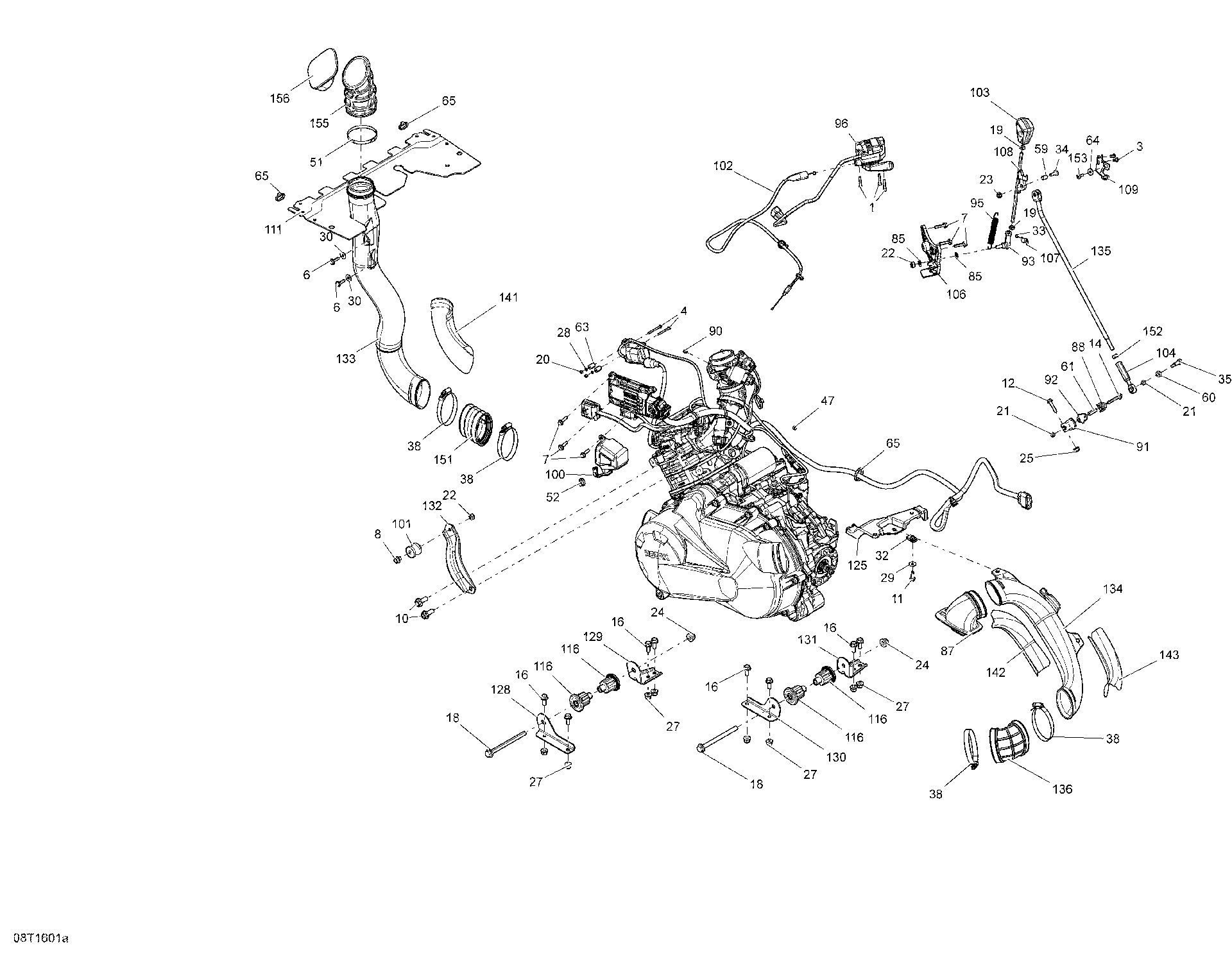 An Image of a Genuine Can-Am Parts Schematic Diagram showing the schematic - ENGINE AND ENGINE SUPPORT - 450 EFI