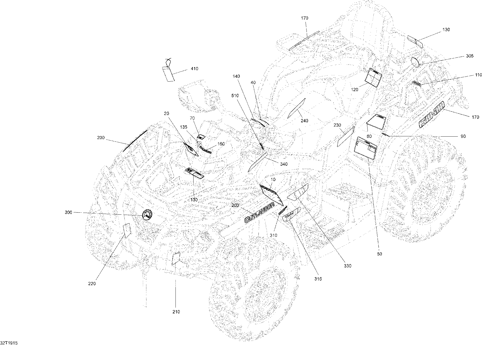 An Image of a Genuine Can-Am Parts Schematic Diagram showing the schematic - DECALS DPS