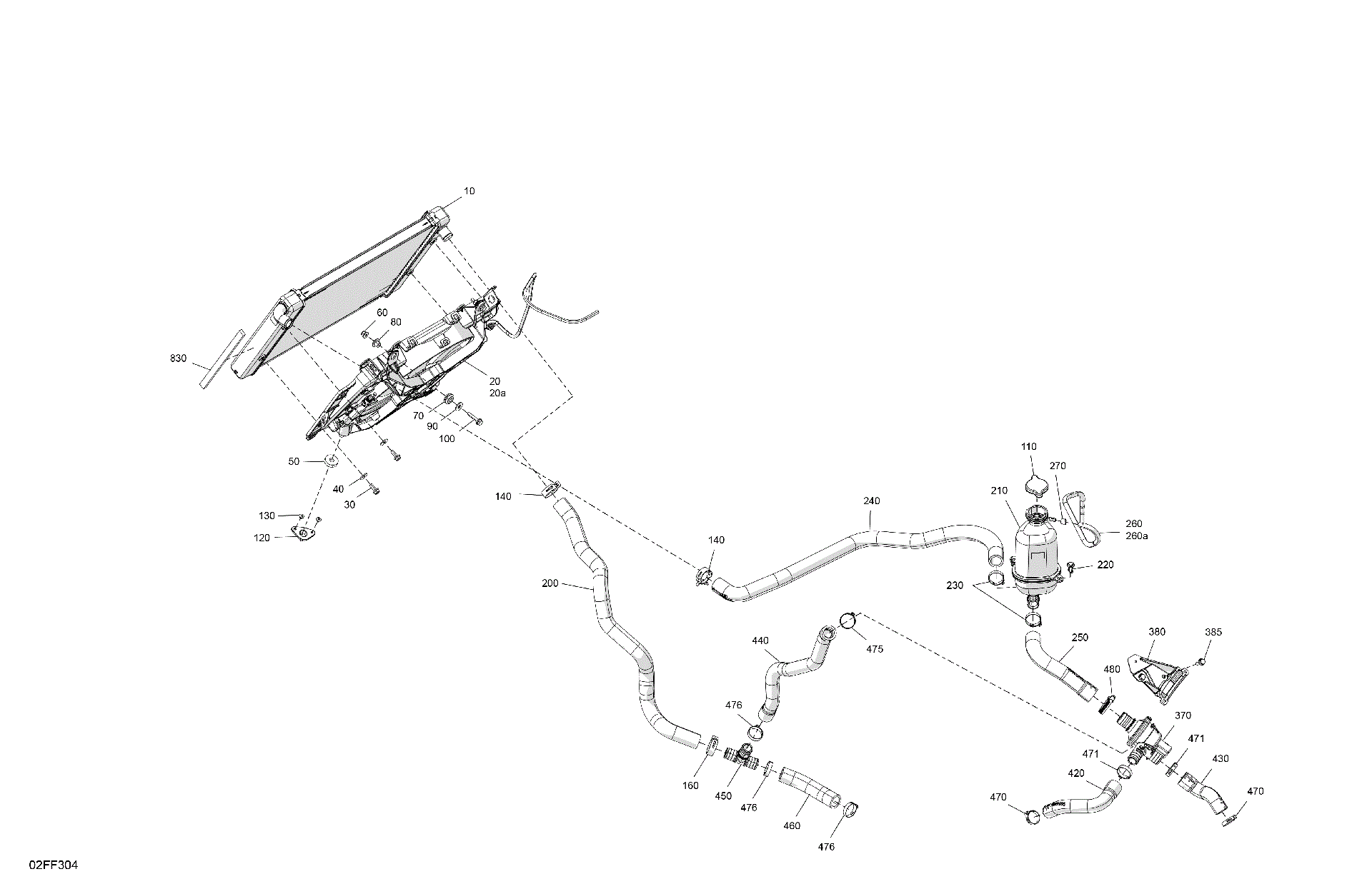 An Image of a Genuine Can-Am Parts Schematic Diagram showing the schematic - ENGINE - COOLING