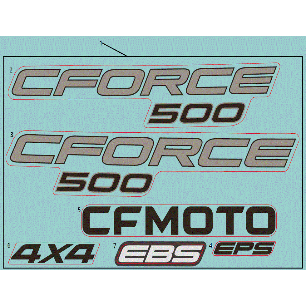 An Image of a genuine CFMOTO Parts Schematic Diagram showing the group - DECAL KITS(TRUE TIMBER CAMO) - 2024 CFMOTO CFORCE 500 S